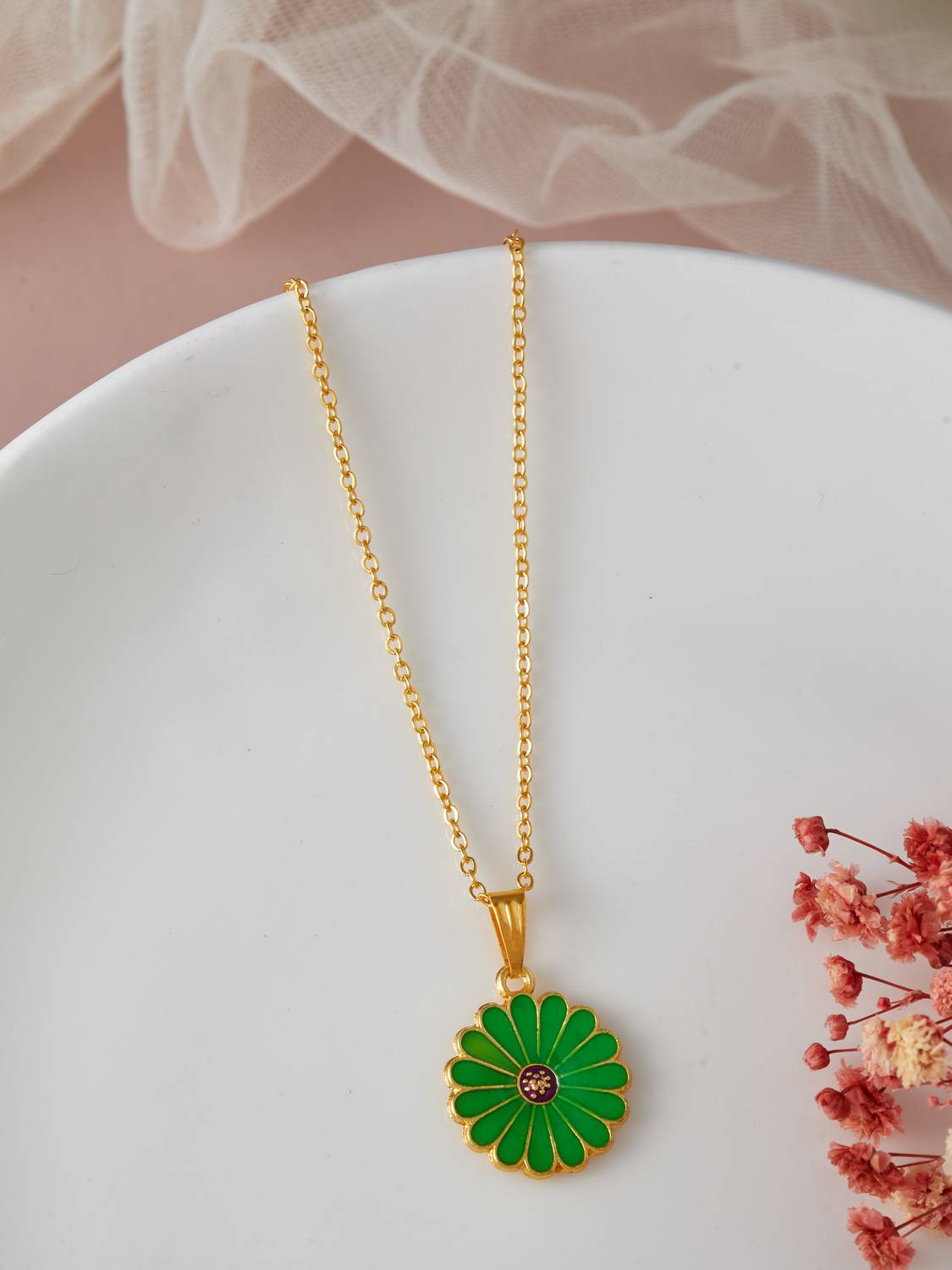 BRANDSOON Brandsoon Fashion Embracing sun flower shape Pendant and chain for Girls/Women Gold-plated Plated Brass Chain