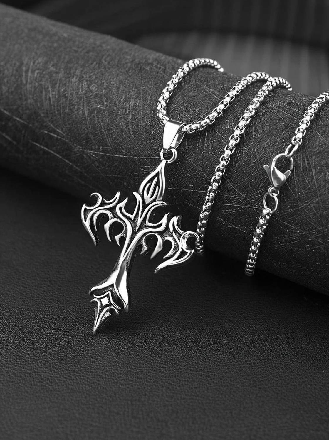 Oscar Enterprises Pine Pearls Jesus Cross Necklace Silver Plated