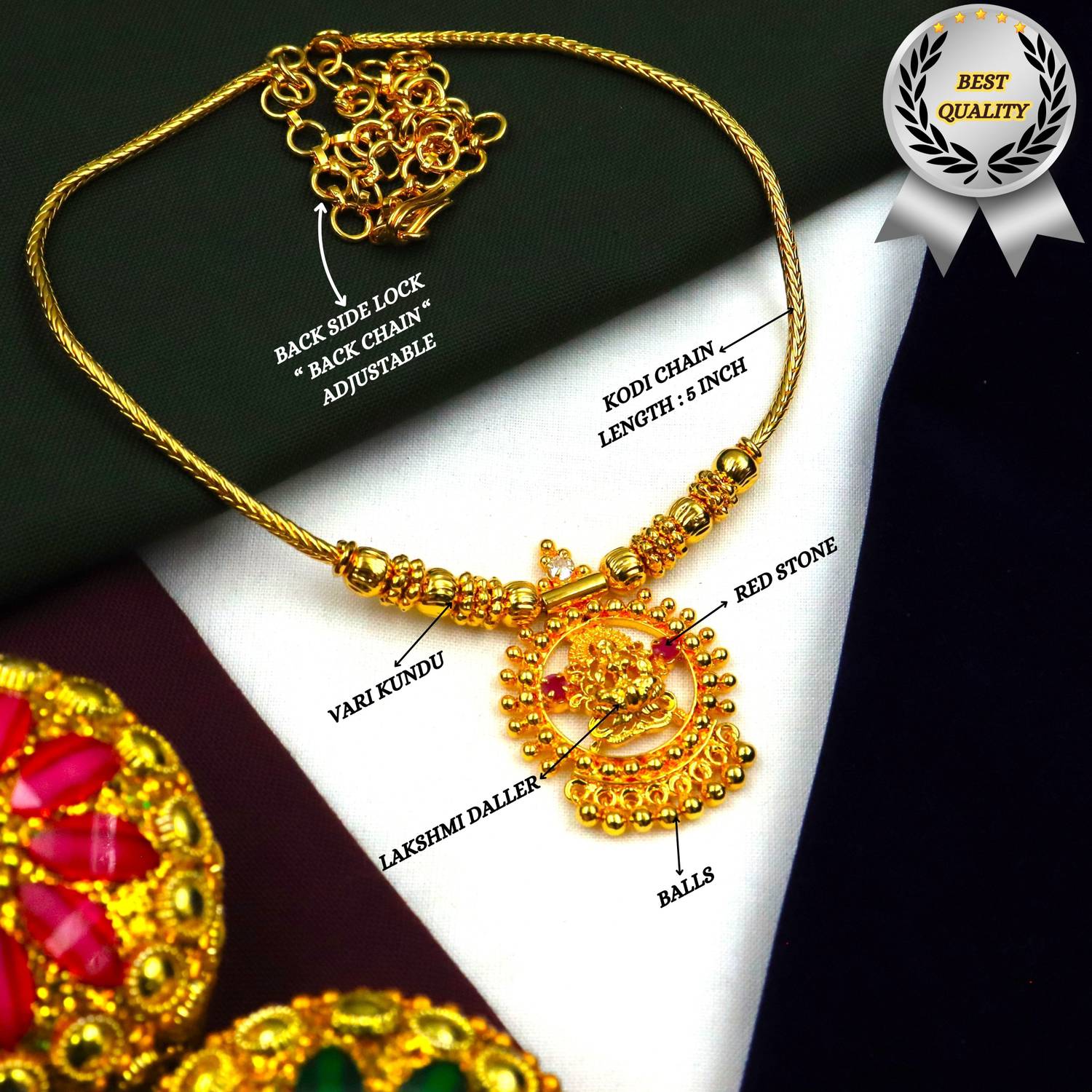 AHR FASHION one gram gold plated lakshmi kodi necklace for women Gold-plated Plated Brass Necklace