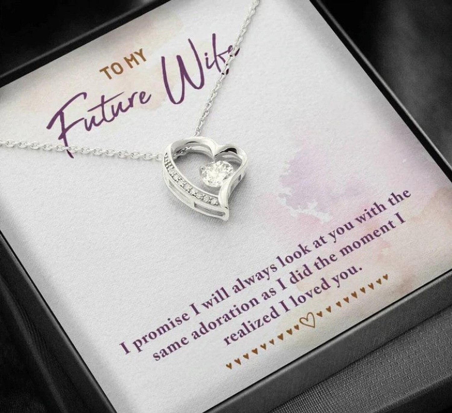 Image of FABUNORA Greeting Card, Jewelry Gift Set, Unique Birthday Gift for future wife Cubic Zirconia Sterling Silver Chain