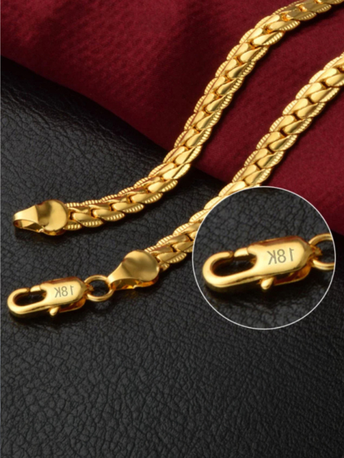 Image of Litchi Classic 316L Stainless Steel Silver for Men Gold-plated Plated Stainless Steel Chain