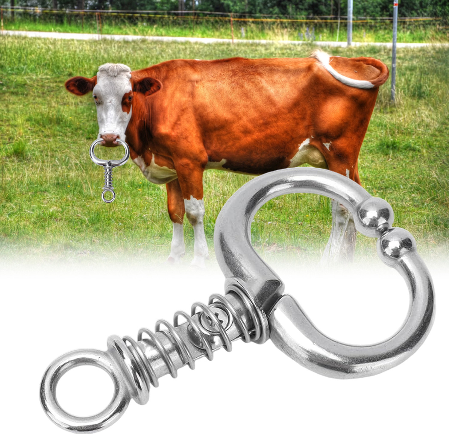Image of HASTHIP Cattle Nose Ring Stainless Steel Detachable Clip-on Ring Needle Burner