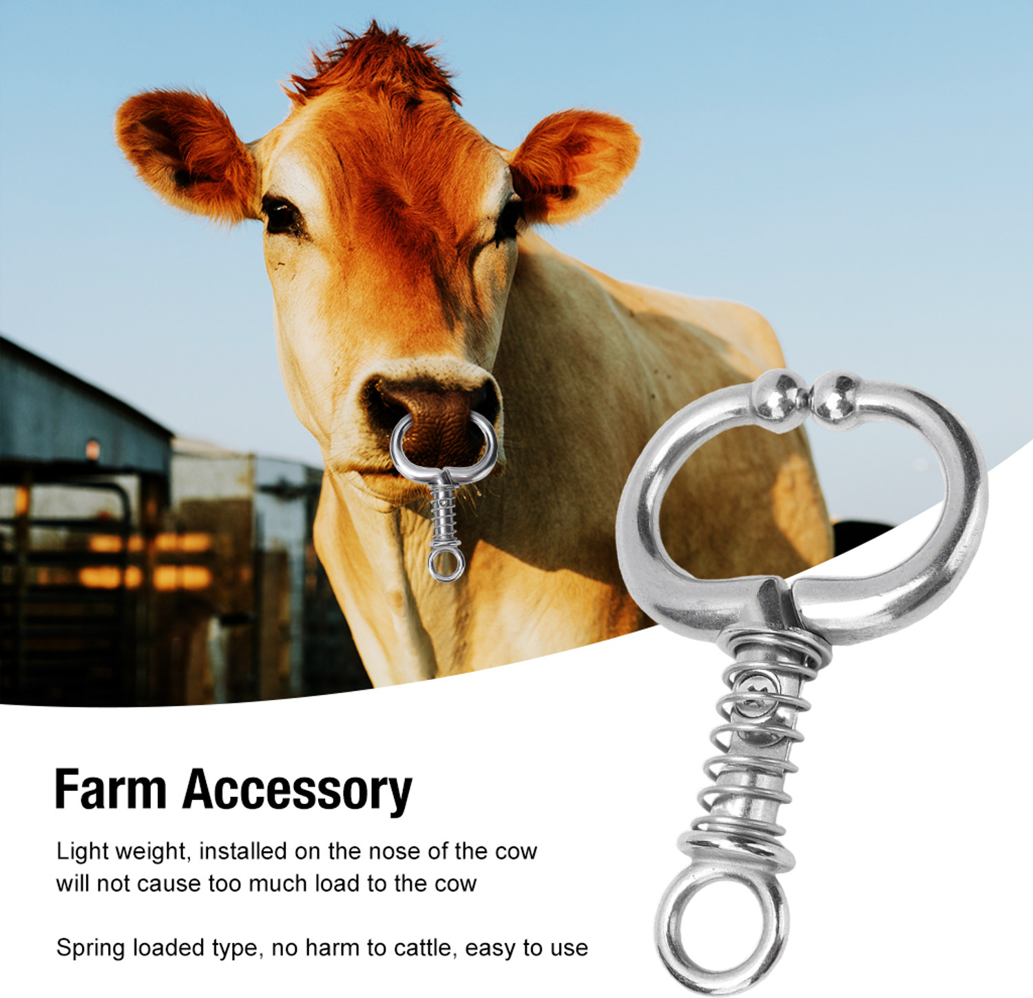 Image of HASTHIP Cattle Nose Ring Stainless Steel Detachable Clip-on Ring Needle Burner