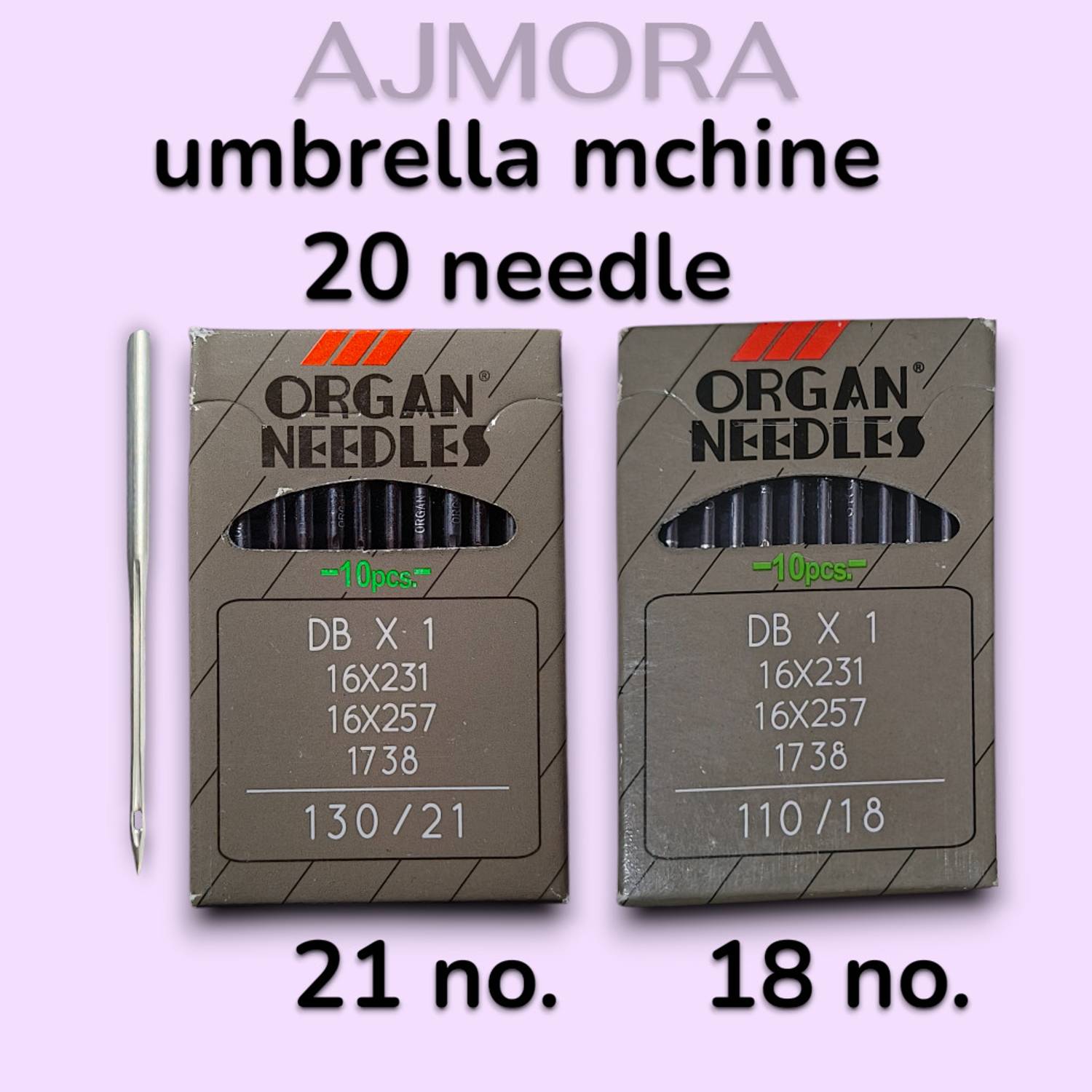 AJMORA Organ Original Umbrella Machine Needles Size 21 (130/21) Size 21(130/21) Machine Sewing Needle