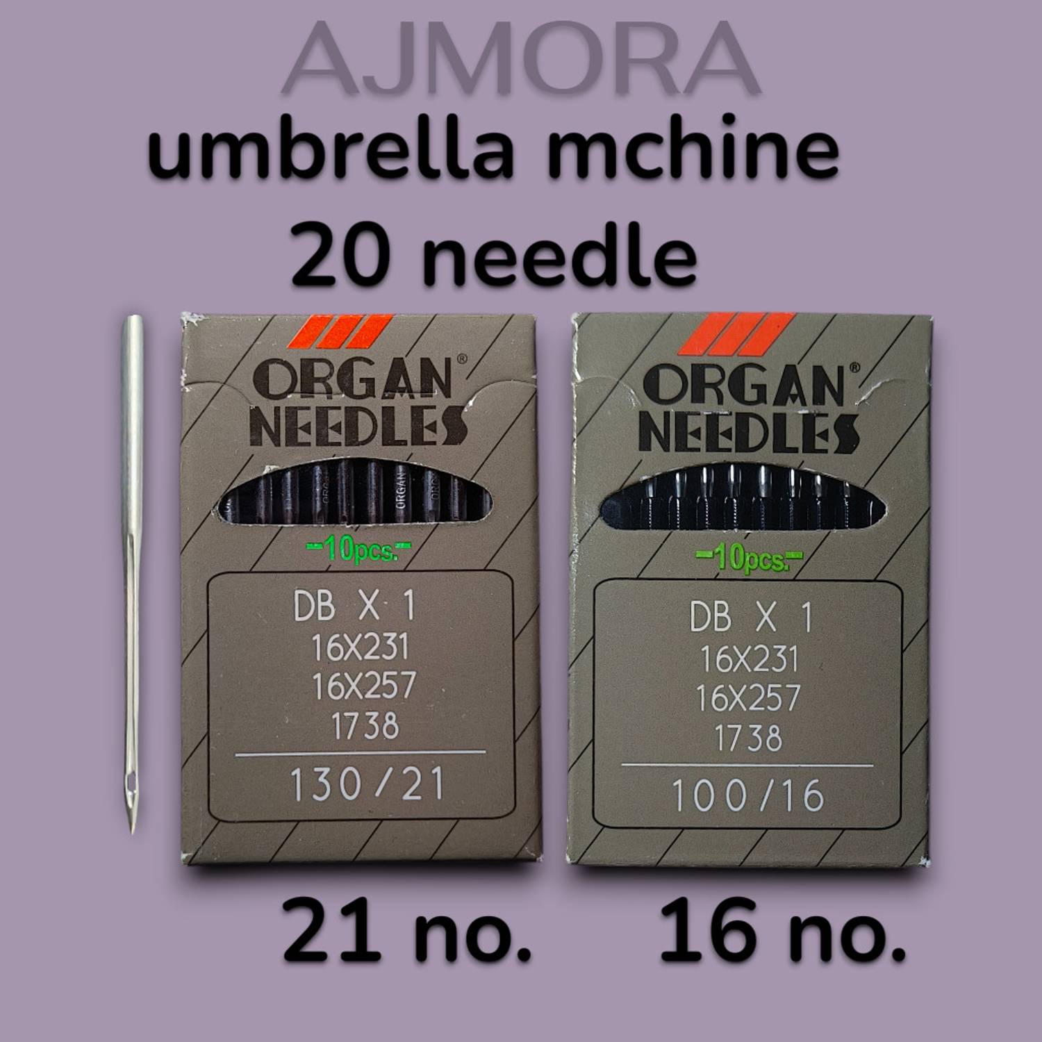 AJMORA AJMORA Organ Original Umbrella Machine Needles | Size 21(130/21) Size 14(90/14) Machine Sewing Needle