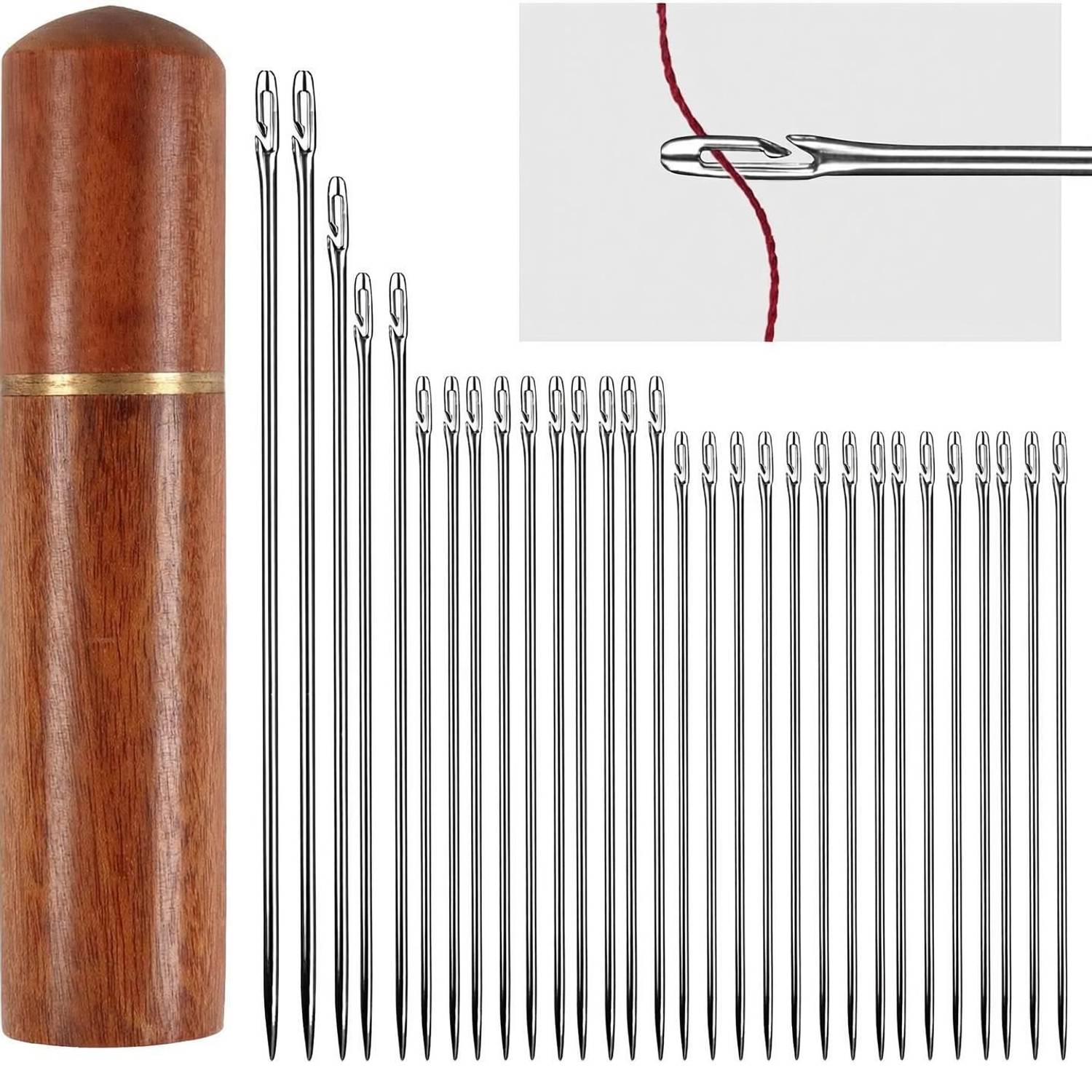 Ashmakam 30pcs Easy Thread Needle Kit – For Crochet, Punch Needle & Embroidery Hand Sewing Needle