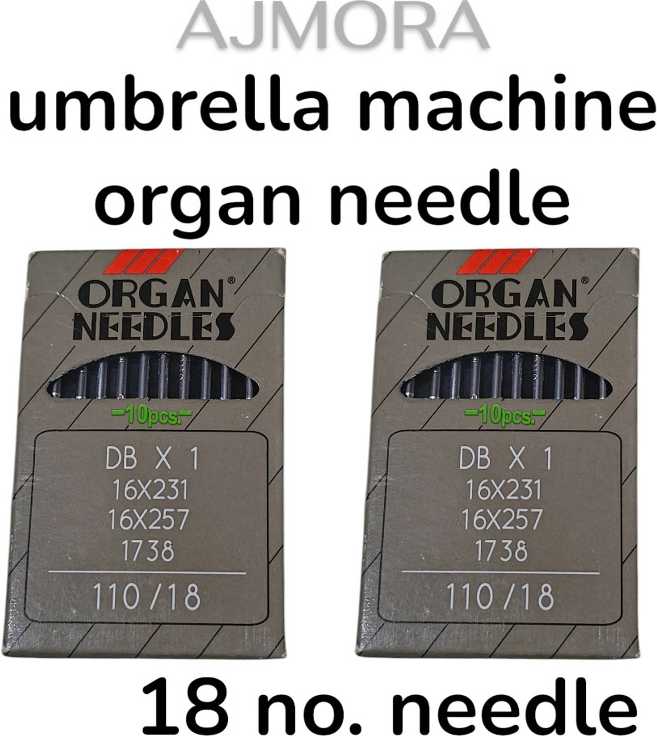AJMORA AJMORA Organ Original Umbrella Machine Needles Size 18 (110/18) Pack of 2 Machine Sewing Needle