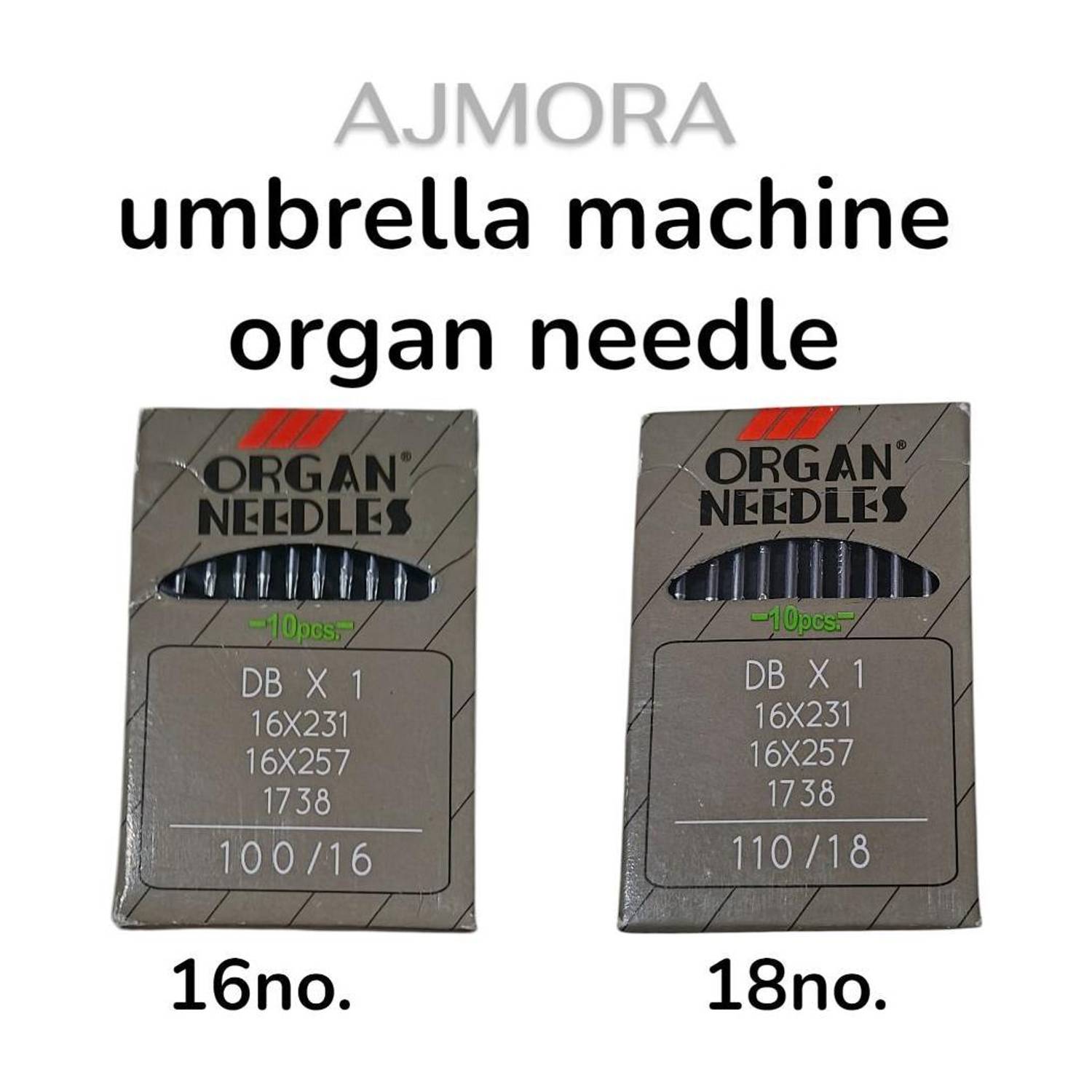 AJMORA AJMORA Organ Umbrella Machine Needles Size 16 (100/16 | Size 18 (110/18 Machine Sewing Needle