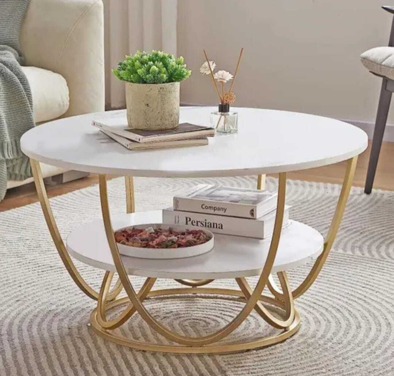 Image of Aplecrafts Balti gold Engineered Wood Nesting Table