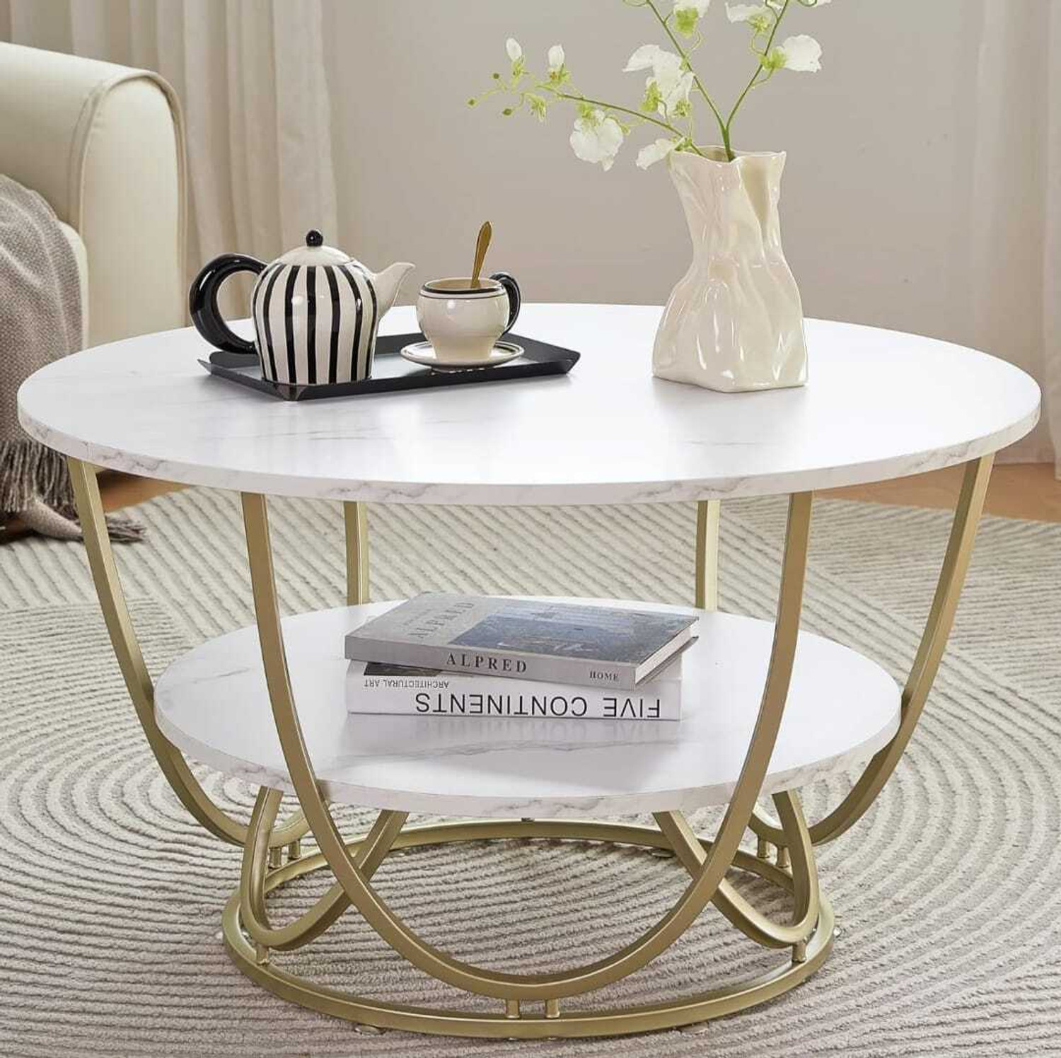 Image of Aplecrafts Balti gold Engineered Wood Nesting Table