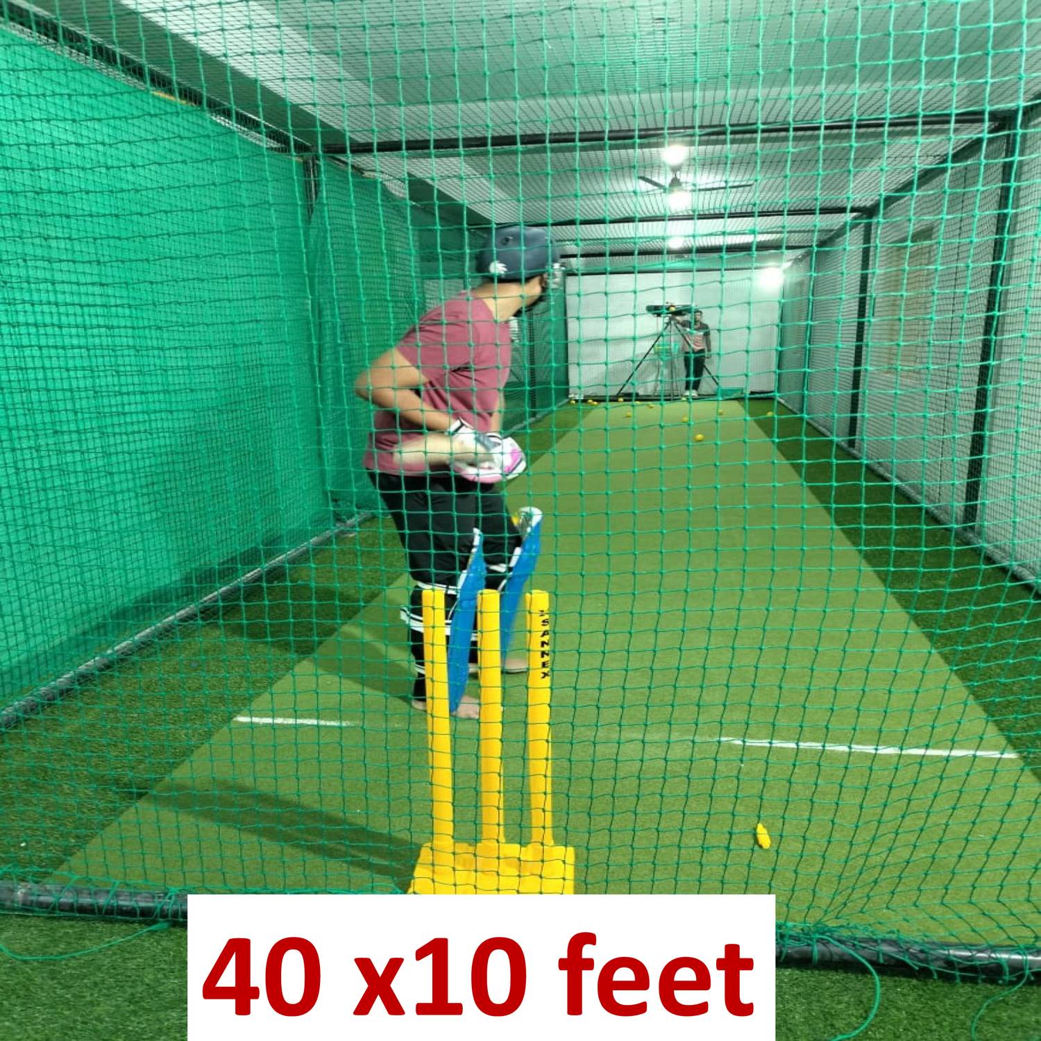 blumax Cricket Practice Net – 40 × 10 ft (Green) – Heavy Duty Nylon Cricket Net