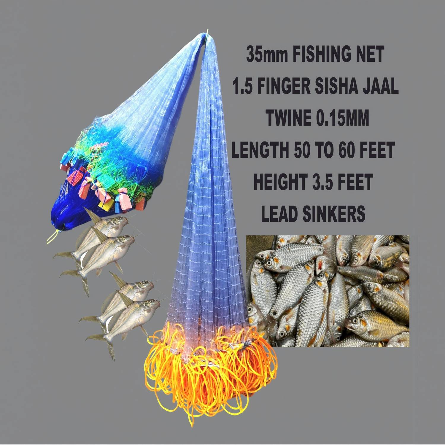 Barsha Fishing Nets 35mm fishing net lead sinkers Fishing Net