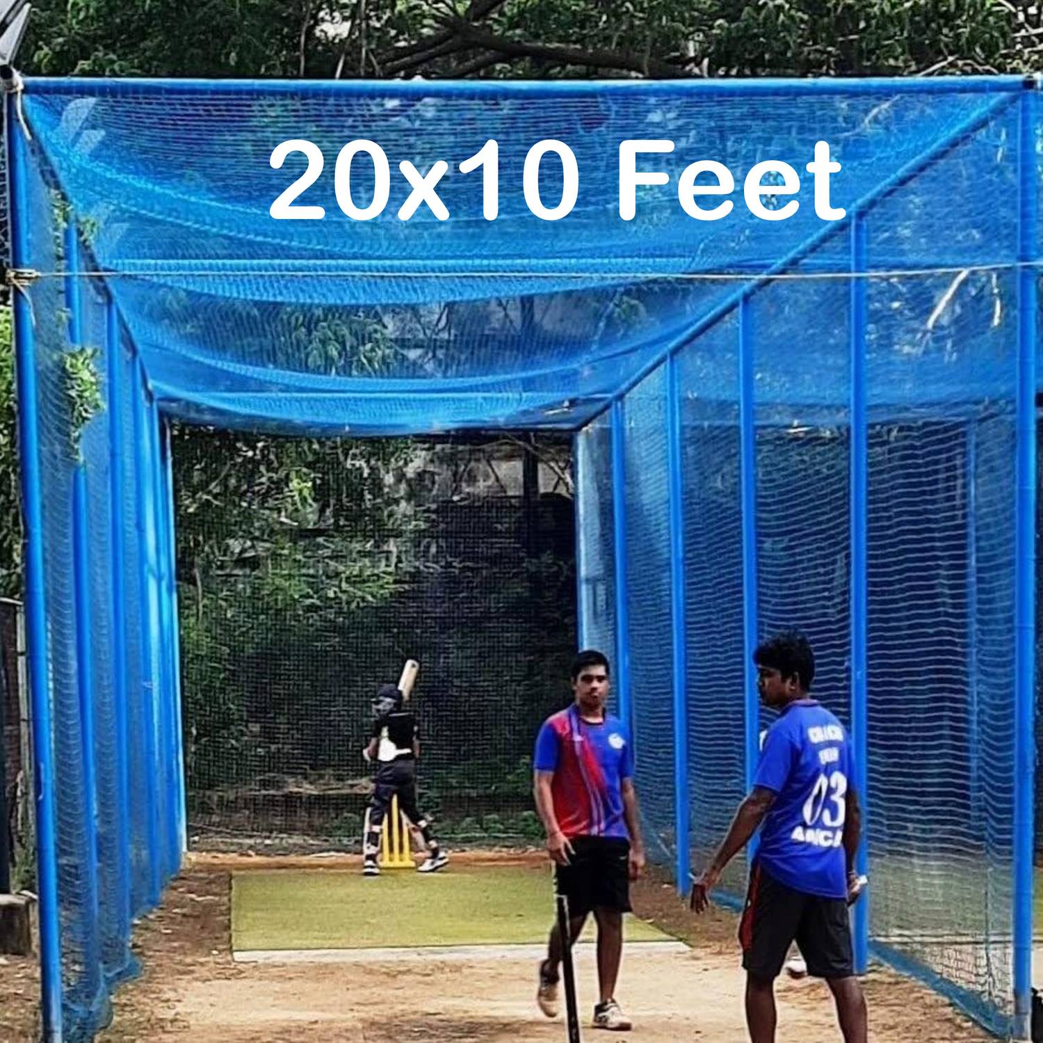 blumax Cricket Practice Net – 20 × 10 ft (Blue) – Heavy Duty Nylon Cricket Net
