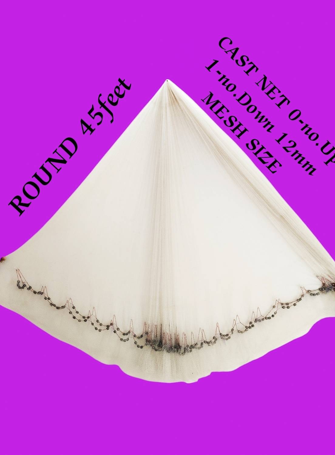 FARUK 12mm Mesh 45ft Round Fishing Net 10ft Height - Image 3