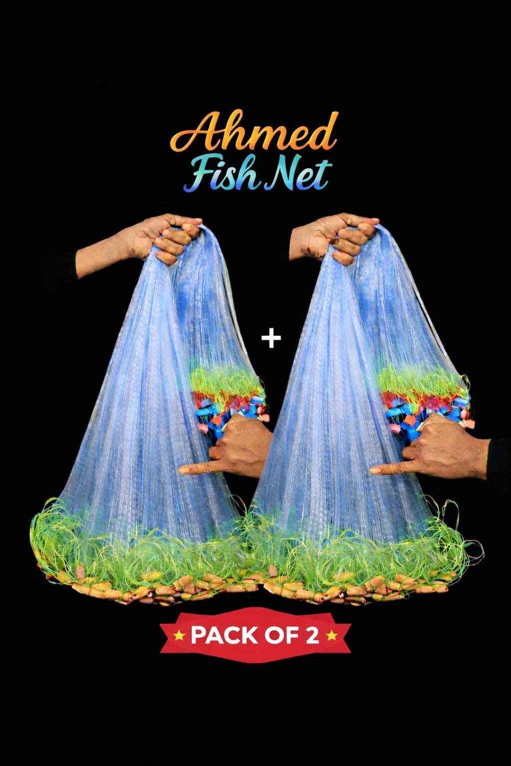 AhmedFishNet Half finger 18mm mesh size,height-3feet Gillnet(pack of 2) Fishing Net