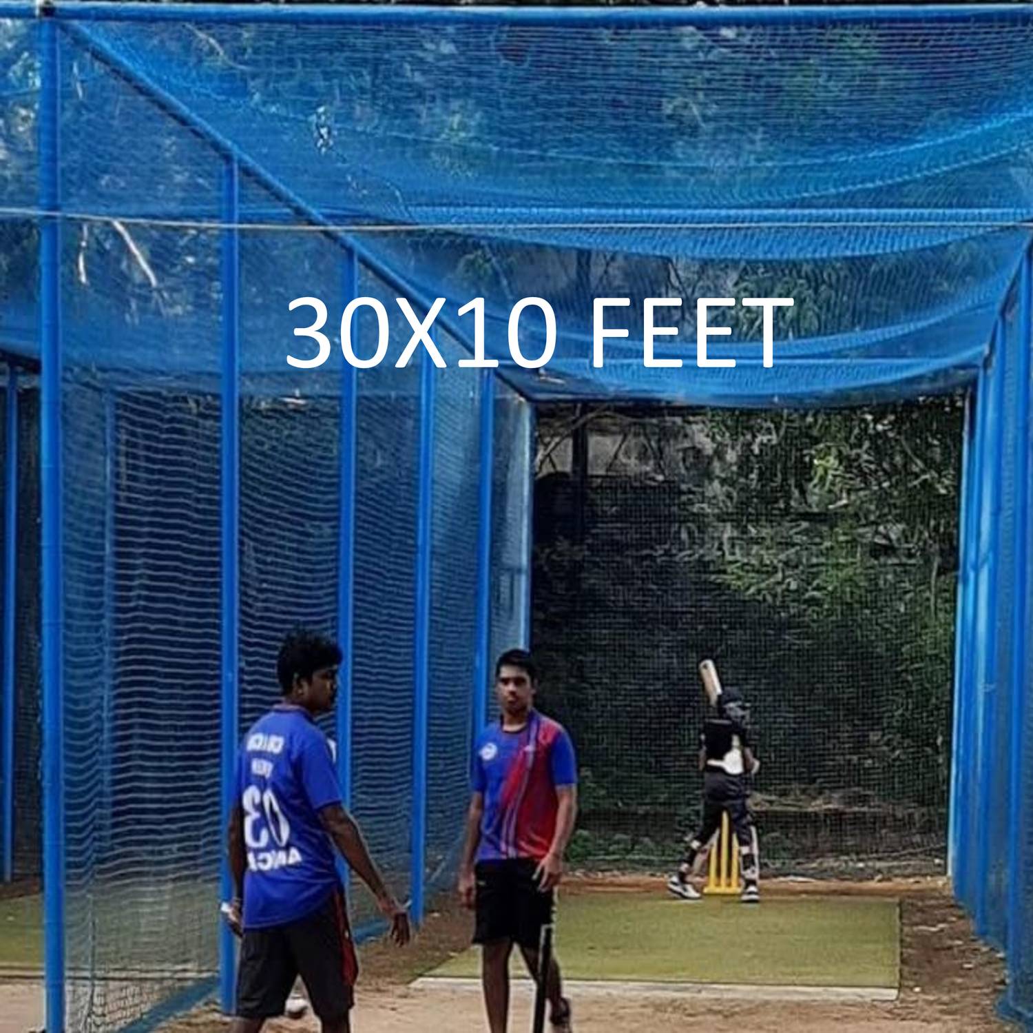 blumax Cricket Practice Net – 30 × 10 ft (BLUE) – Heavy Duty Nylon Cricket Net