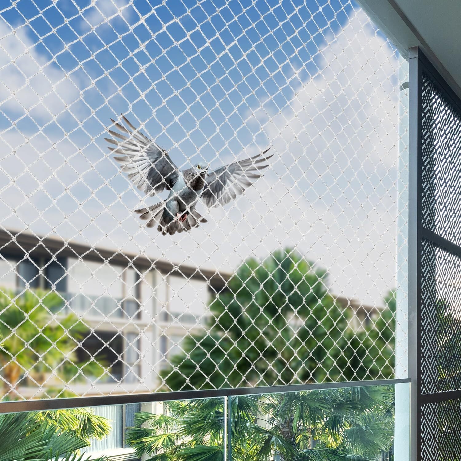 Image of KARIKHBABA 12ft*25ft White Anti-Bird Net UV Stabilized with Tying Ropes Attached Bird Net