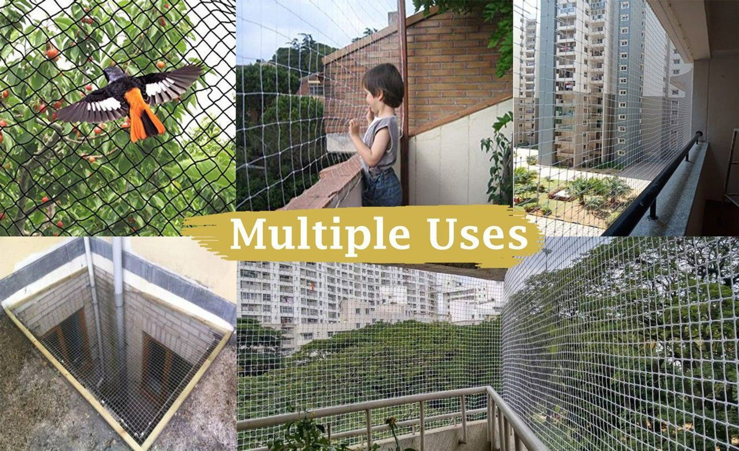 Image of Amur Anti Bird Net / Garden Net8Ft. x 15Ft. (120 SQ.Ft.) HDPE Nylon ( White Colour ) Hiking Net