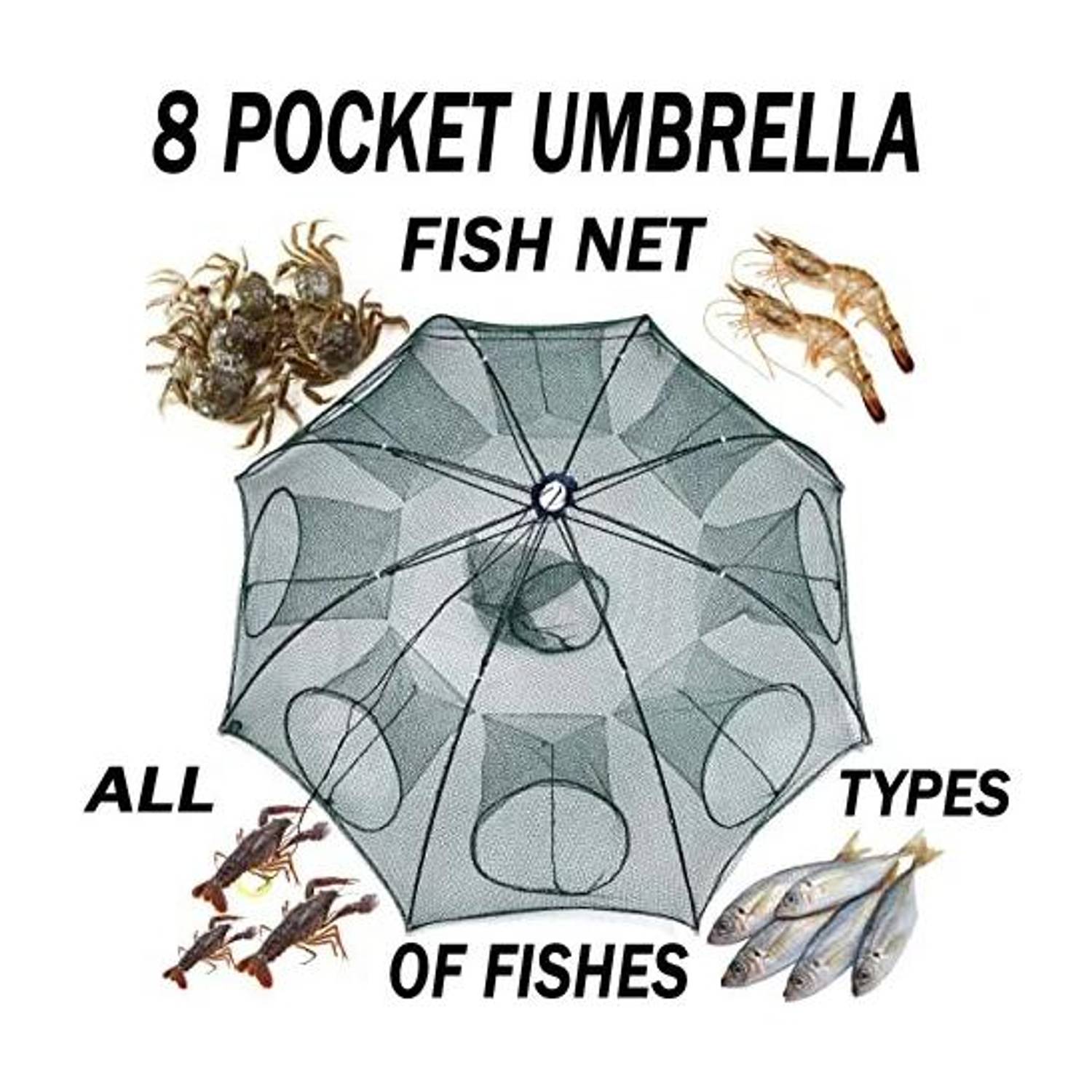 PURKAIT FISHNET 8 UMBRELLA GAP 6mm HEIGHT 1.3f CURVE 4f R 8.6f POCKET R 1.8f Fishing Net