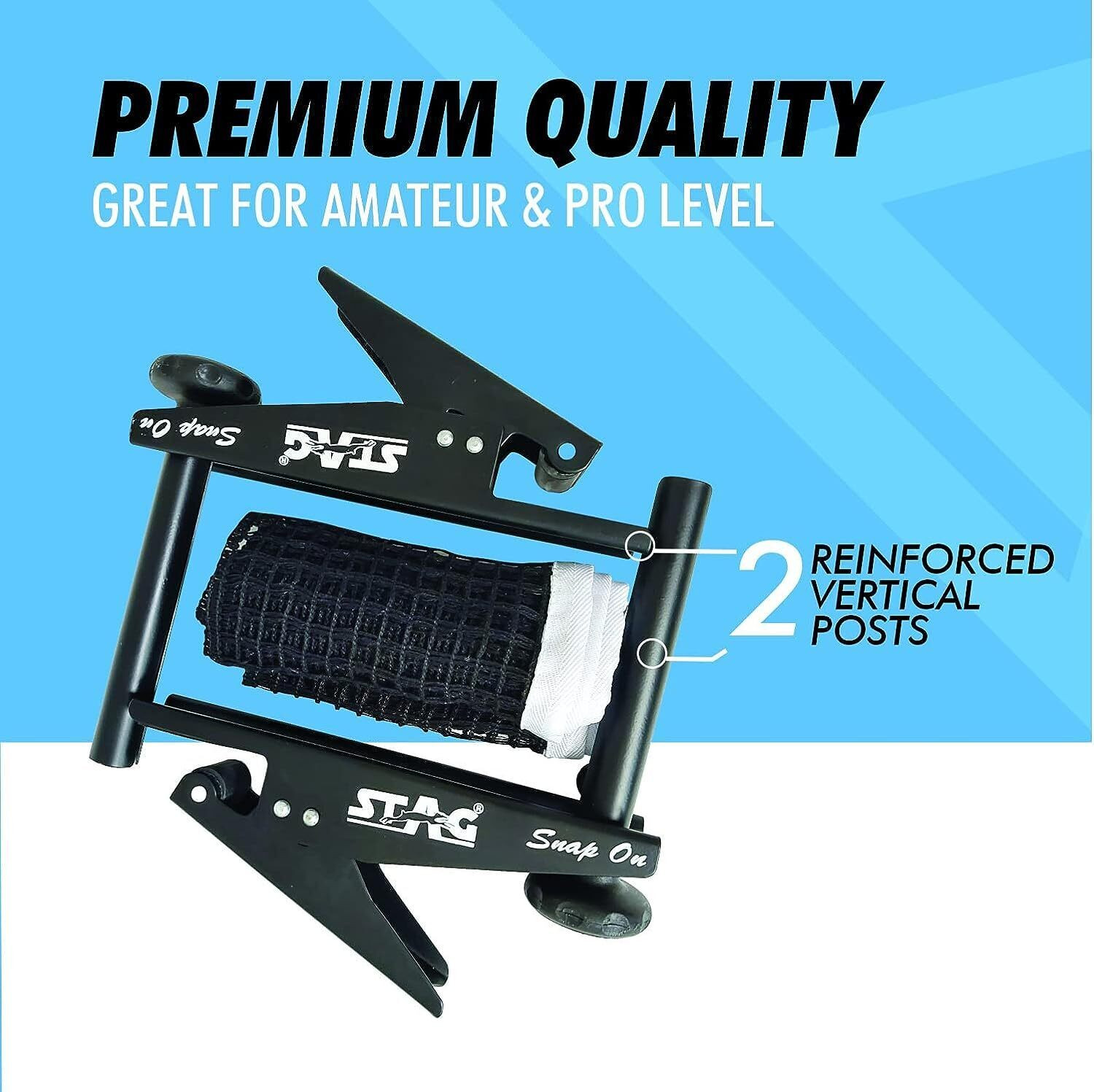 Image of Stag iconic Premium TT Table Snap on Net and Post Set Table Tennis Net