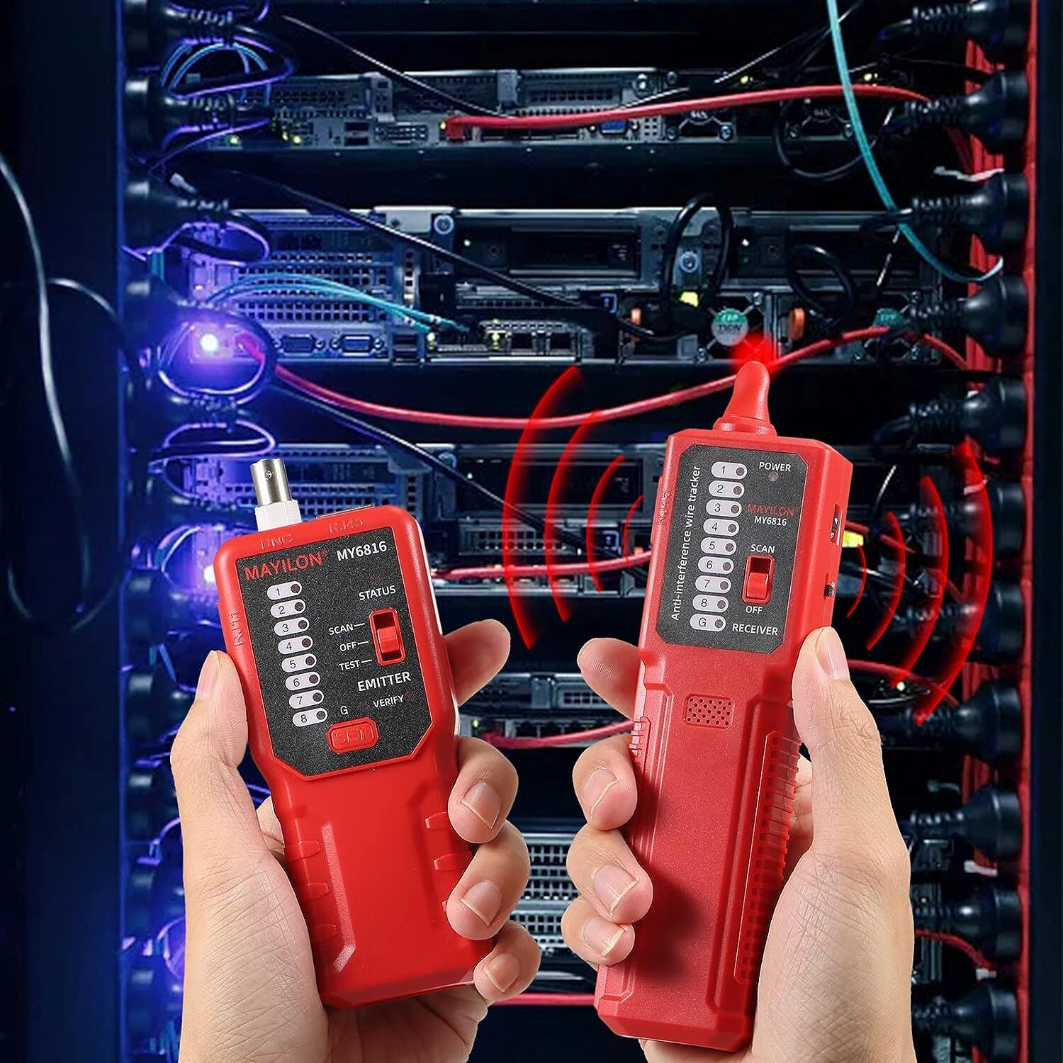 Image of VRISH Network Cable Wire Tracker RJ11RJ45Cat5Cat5ECat6 Toner Detector Line Finder(RED) Network Cable Wire Tracker RJ11RJ45Cat5Cat5ECat6 Toner Detector Line Finder(RED) Tower Server