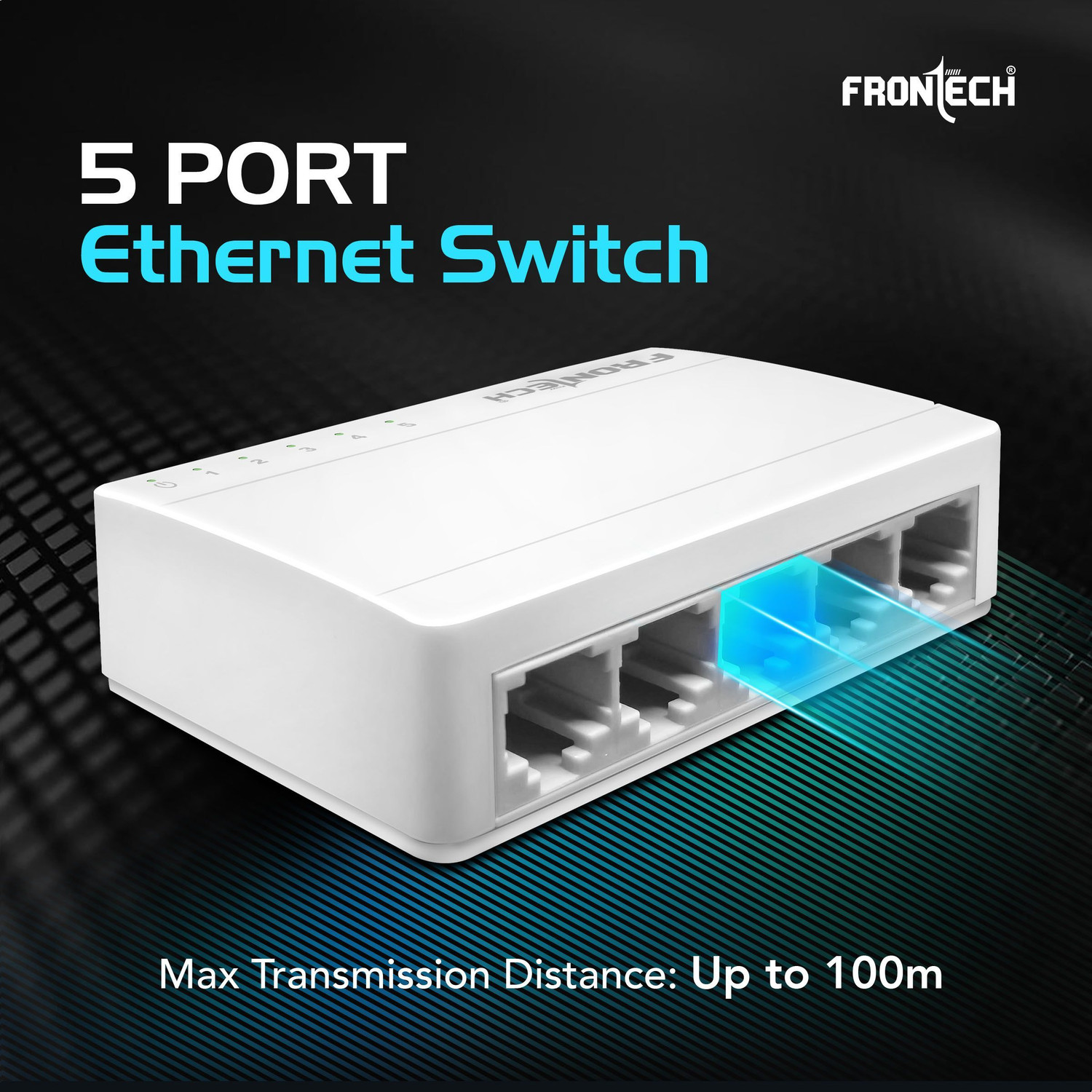 Image of Frontech Fast Ethernet Switch | 10 /100 Mbps | Plug & Play Network | 1 Gbps Bandwidth | 5 Ports 100 Mbps Unmanaged Network Switch