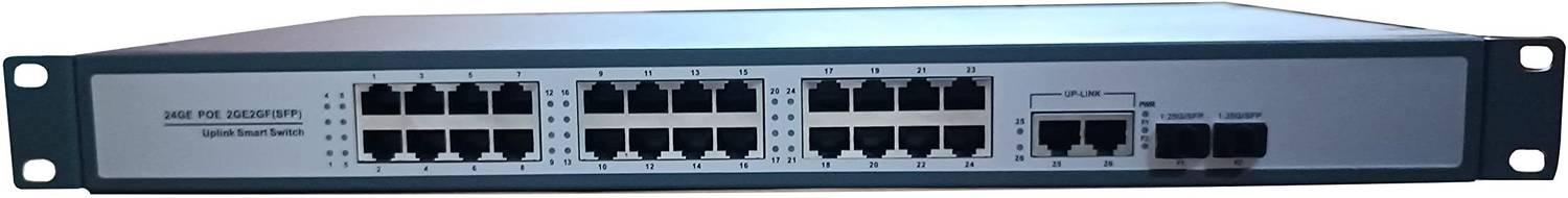 RAMEX 24-Port Smart Gigabit PoE Switch, 400W, 2 GE Uplinks, 2 SFP, Rack Mount 24 Ports 1000 Mbps Smart Network Switch