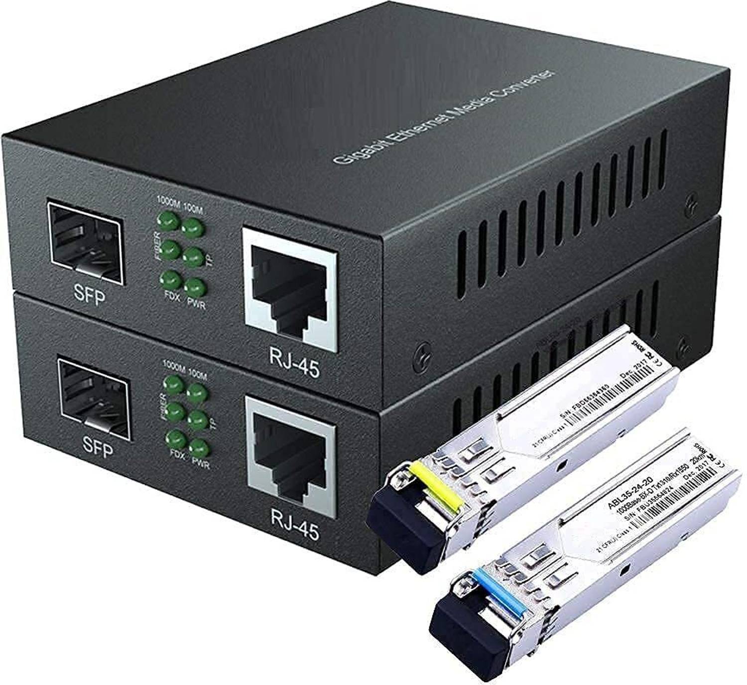 HANUTECH Fast Ethernet to SFP Media Converter Gigabit with 1.25Gb/s SFP 20KM 1 Ports 1000 Mbps Unmanaged Network Switch