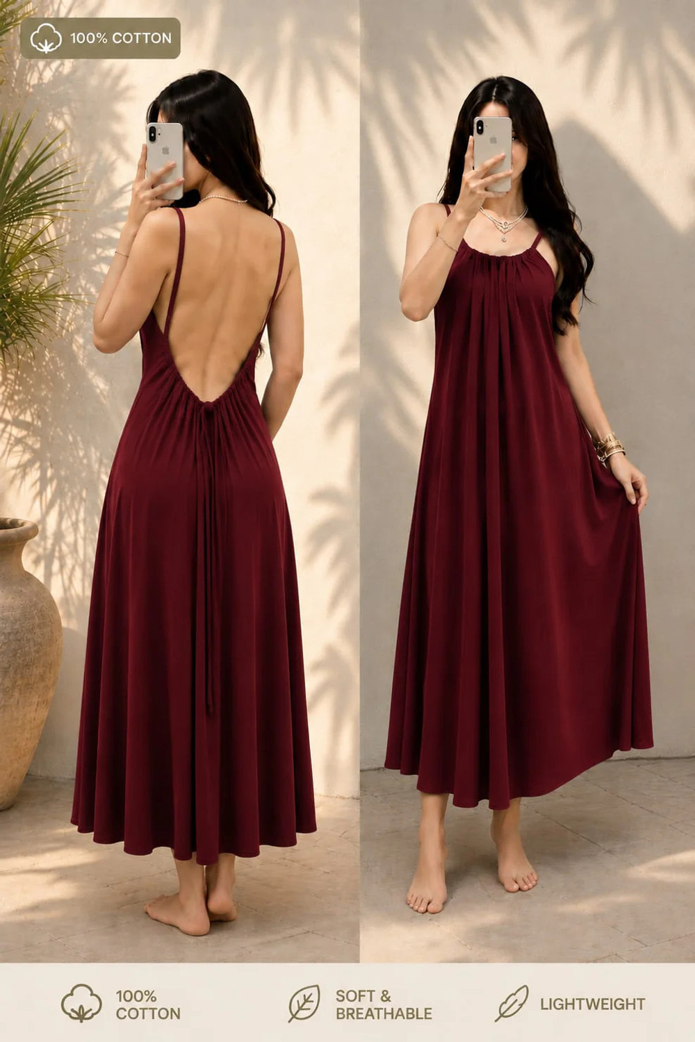 Image of rani industries Women Nightdress (Maroon)