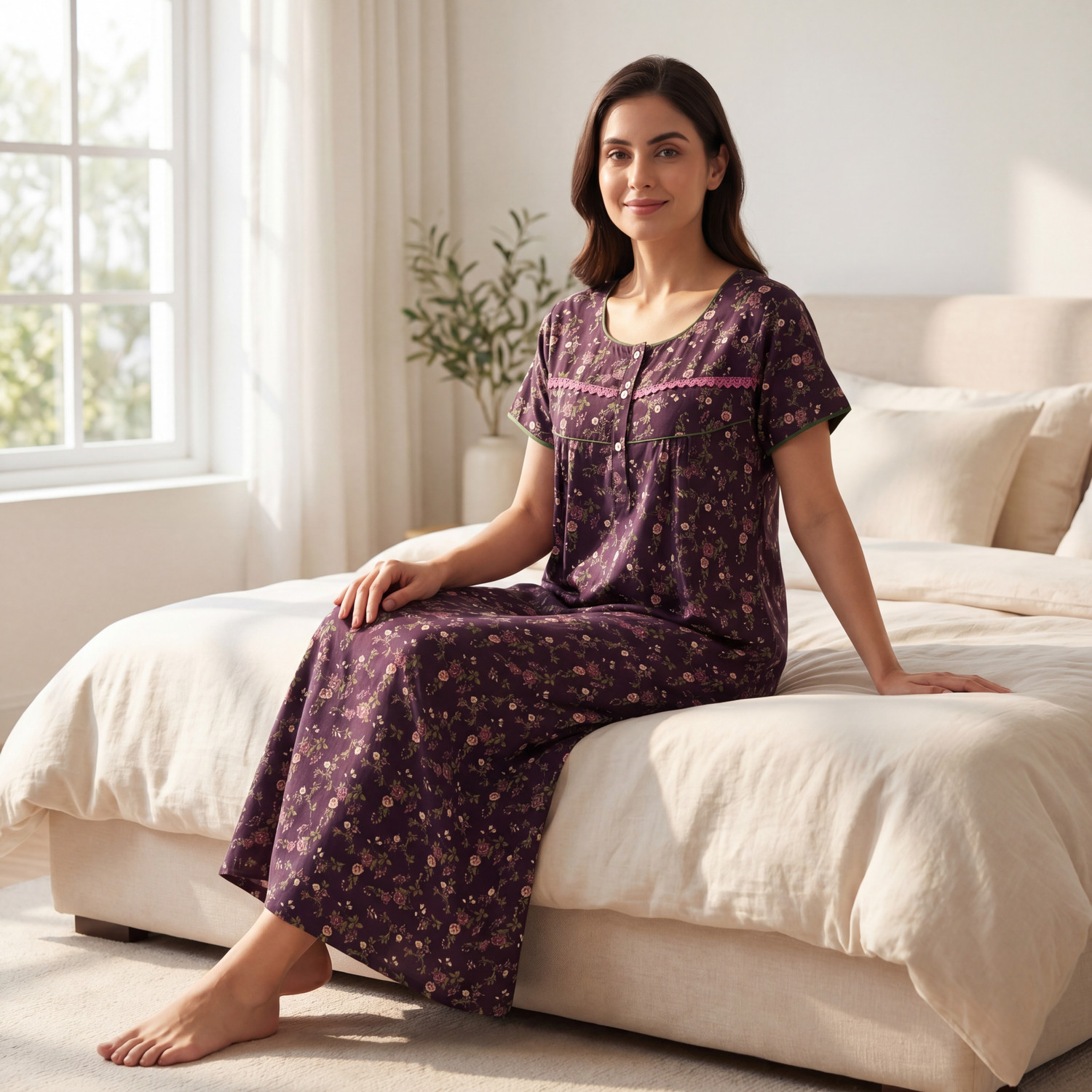 Image of SHLOKE Women Nighty (Purple)
