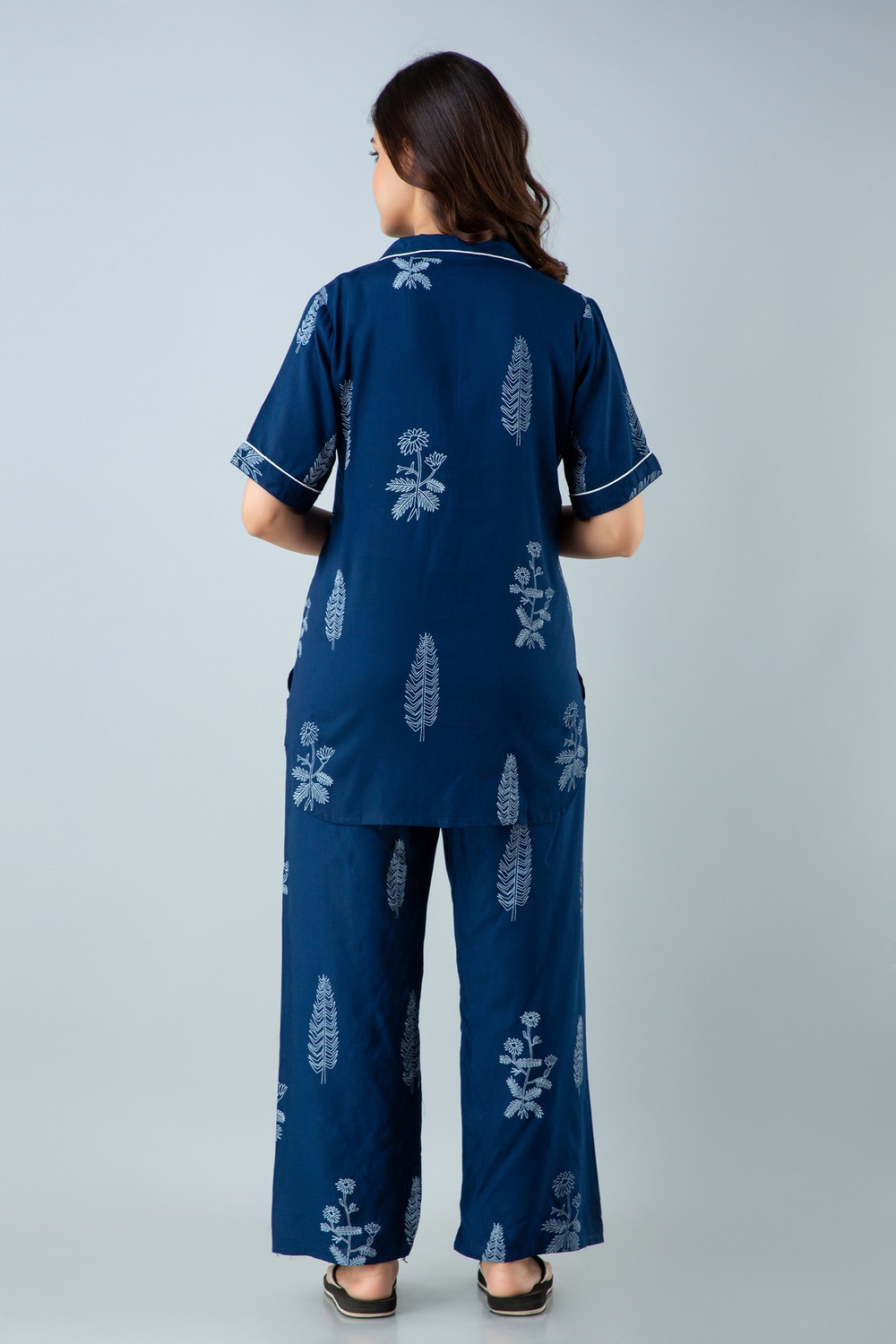 Image of METRONAUT Women Shirt & Pyjama set Blue Printed
