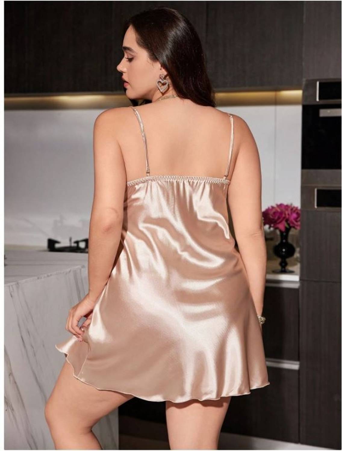 INNAYARA DIVITRA Women Gold Nightdress - Image 2