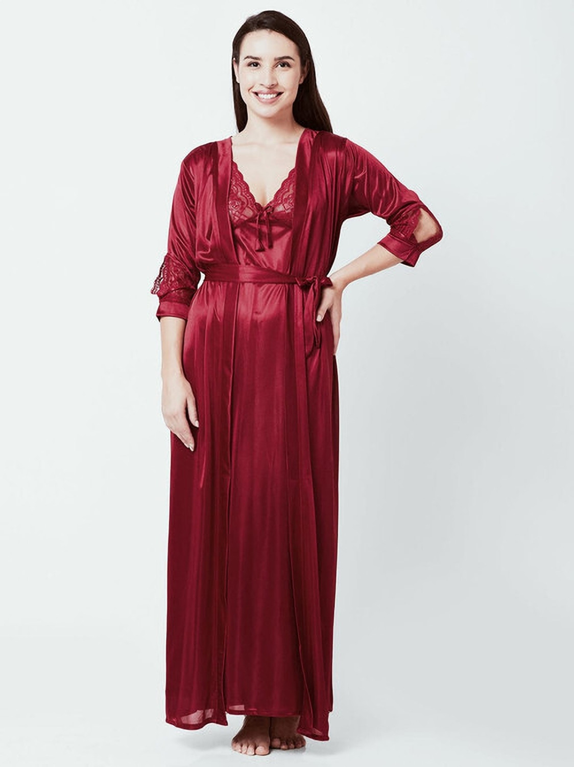 Image of Dreamy Drapes Women Nighty with Robe