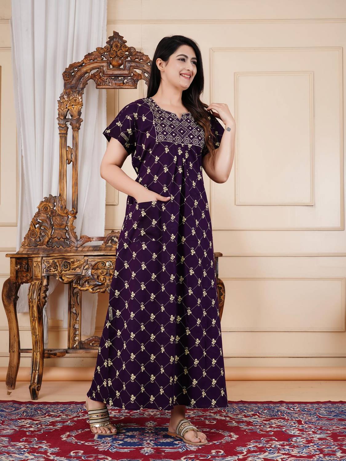 barthunya collection Women Gown Purple Maxi/Full Length Dress