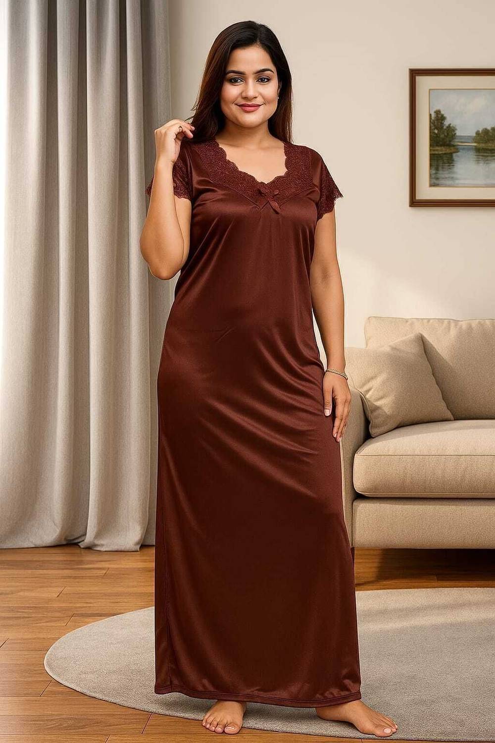 night dress for women simran Nighty Party Width:Wide (2E) Silhouette - A Line Sleeveless High Neck Backless these casual sleepwear dresses