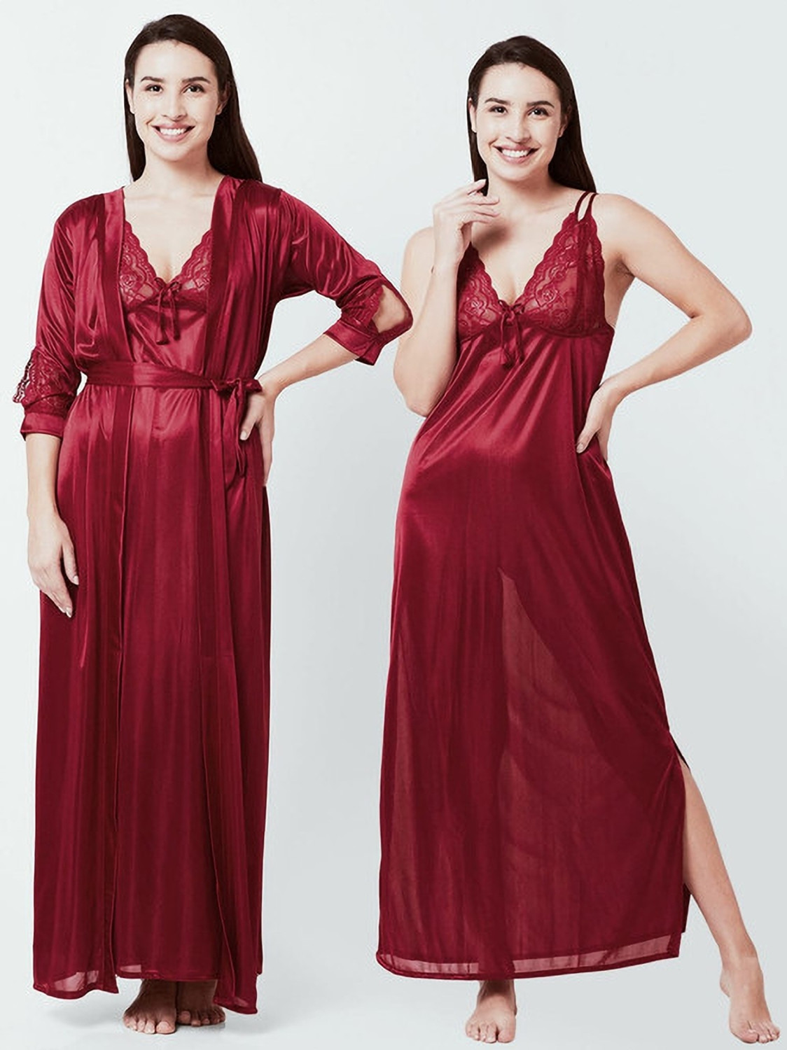 Image of Dreamy Drapes Women Nighty with Robe