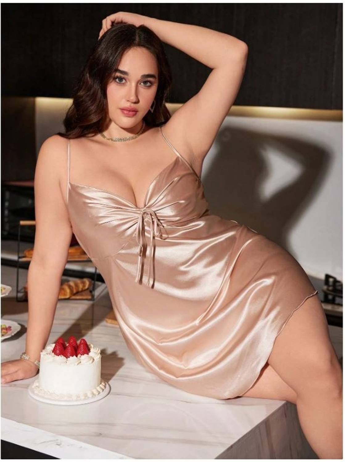 INNAYARA DIVITRA Women Gold Nightdress - Image 4