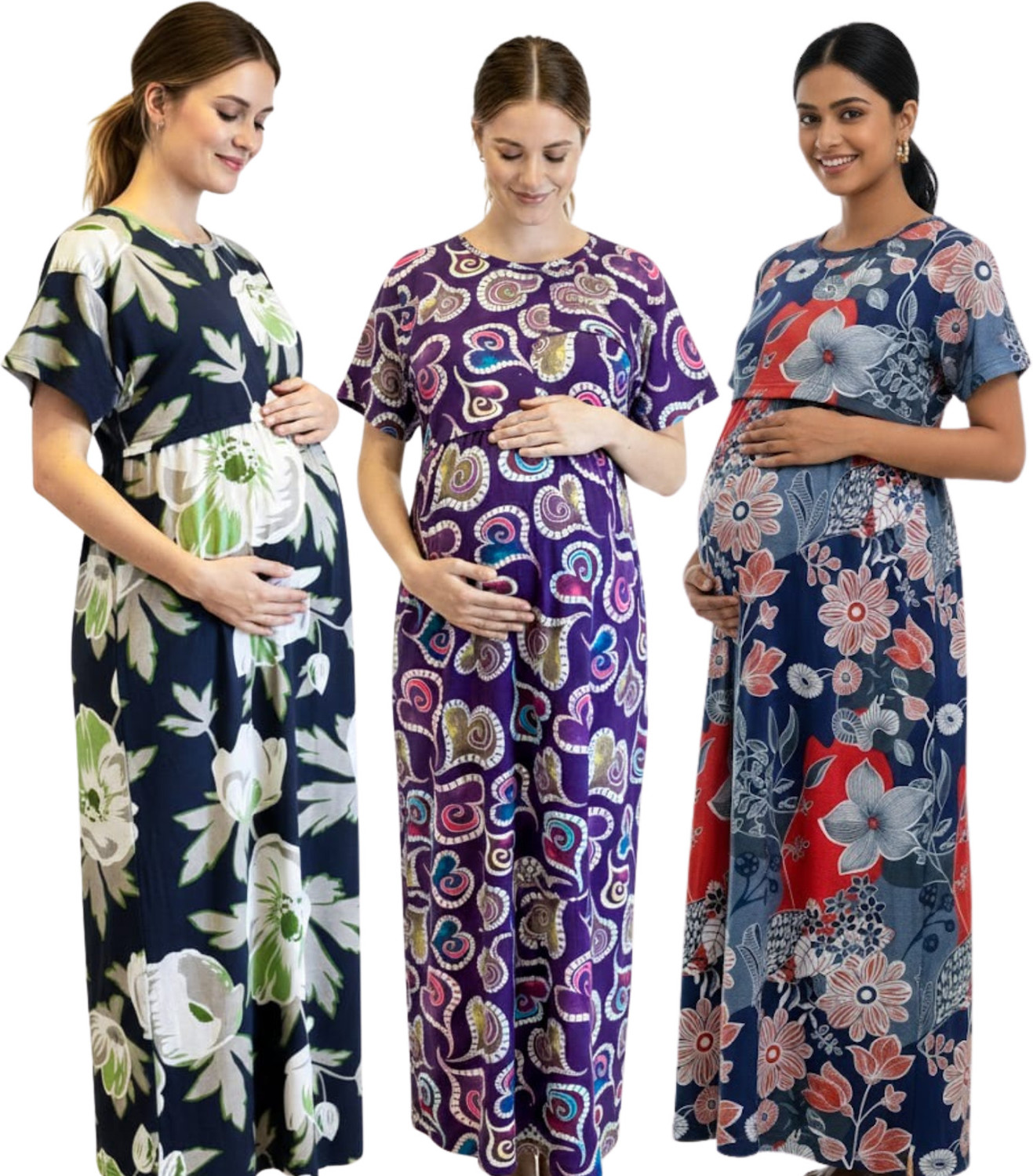 Image of BhuwanaTex Women Maternity /Nursing Nighty