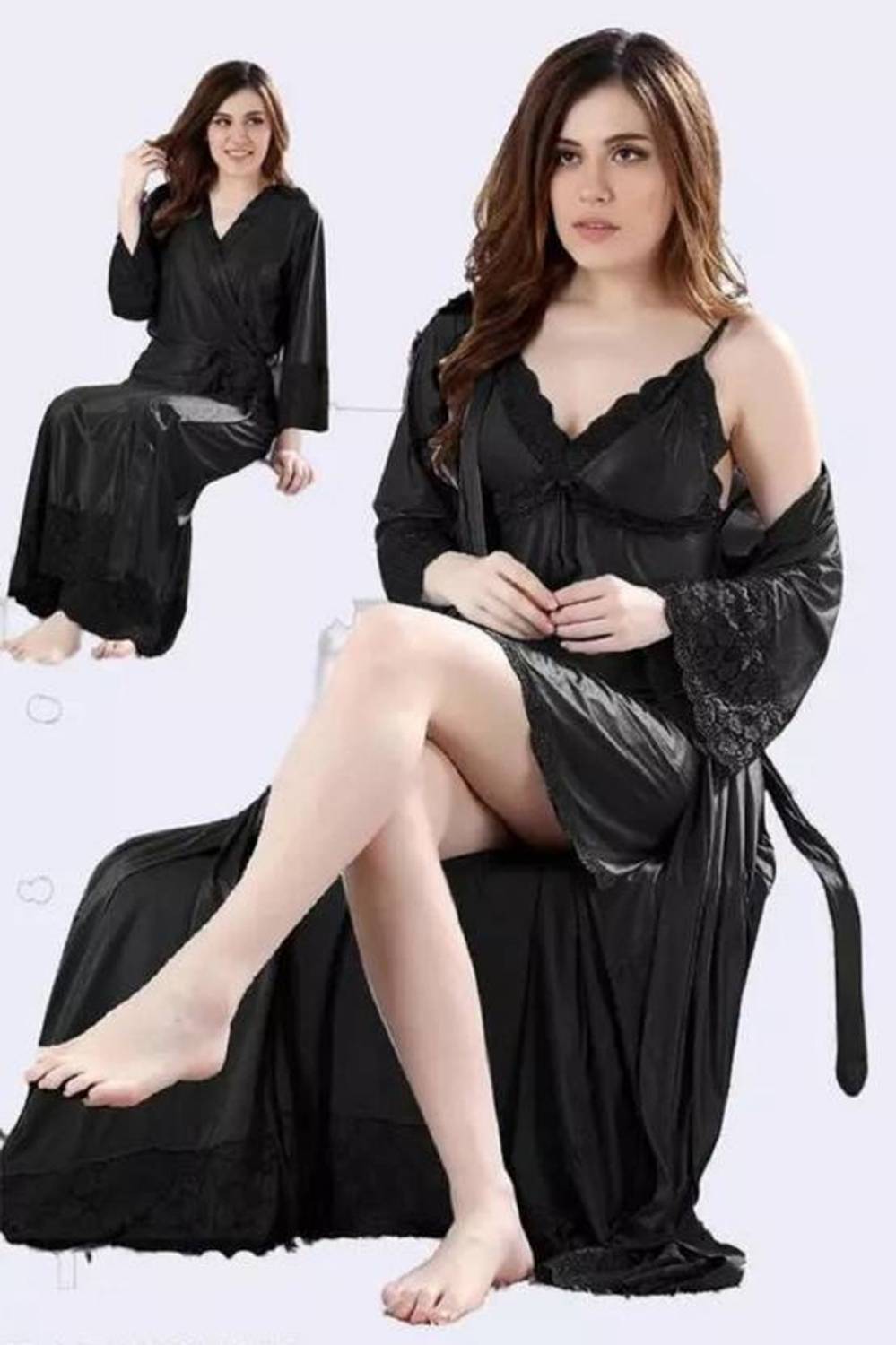 BOMBASED Women Nighty with Robe