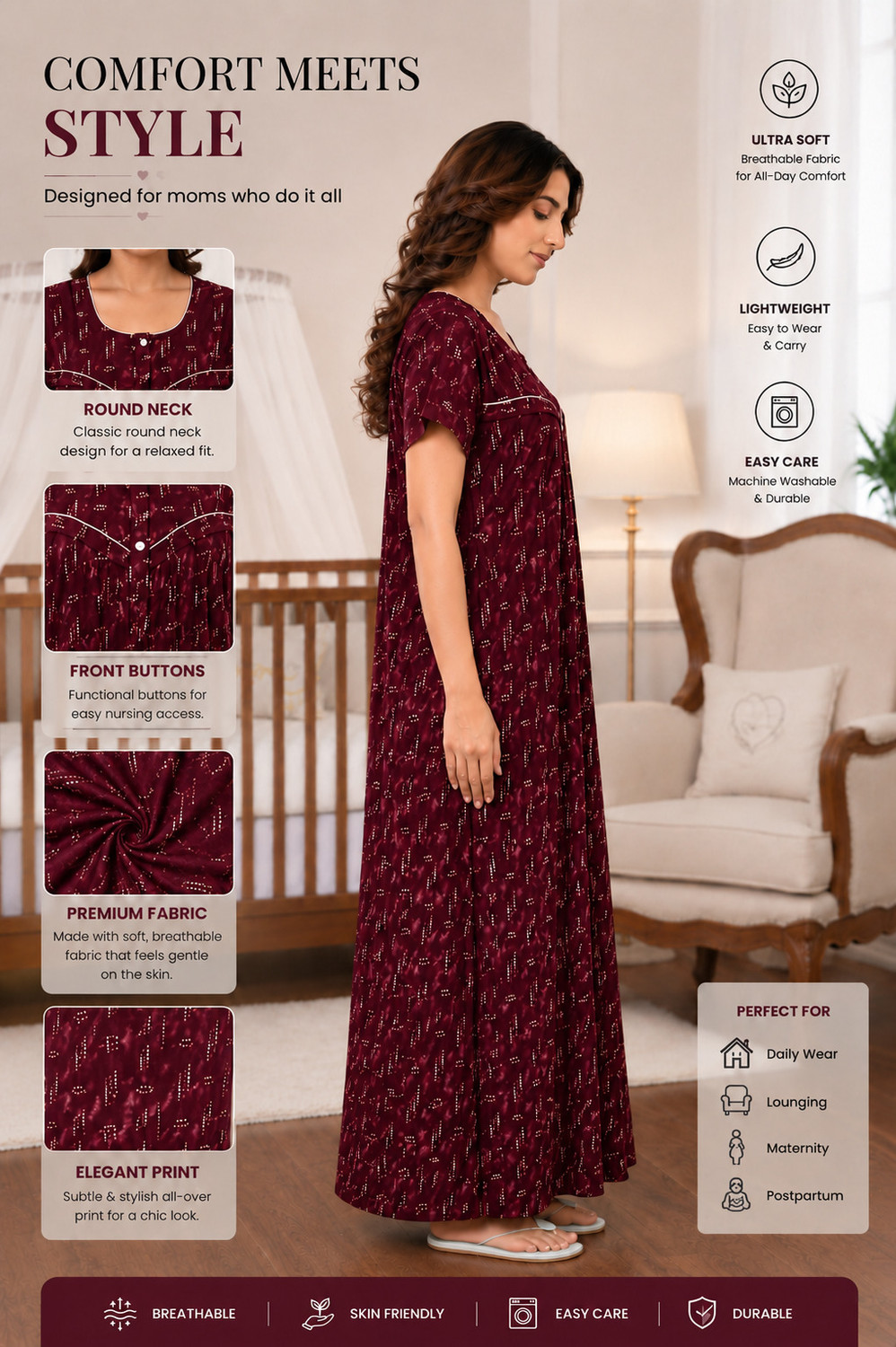 Image of Ramya Trends Women Maternity /Nursing Nighty
