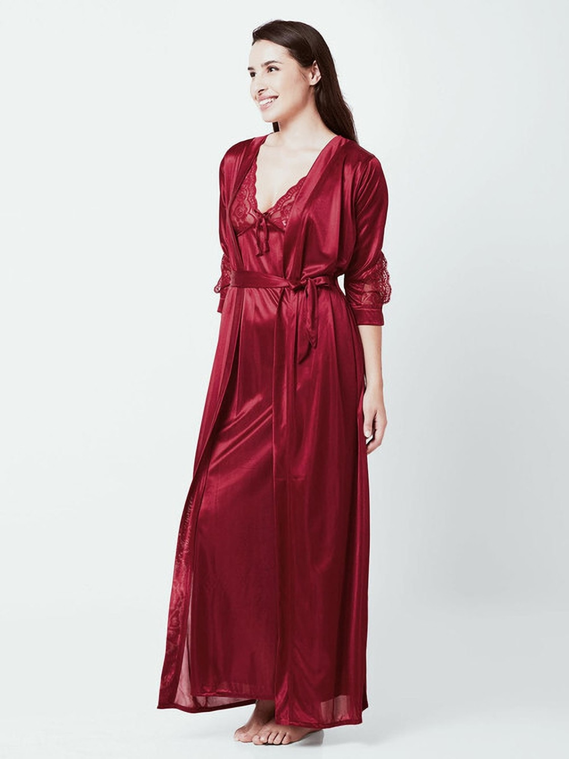 Image of Dreamy Drapes Women Nighty with Robe