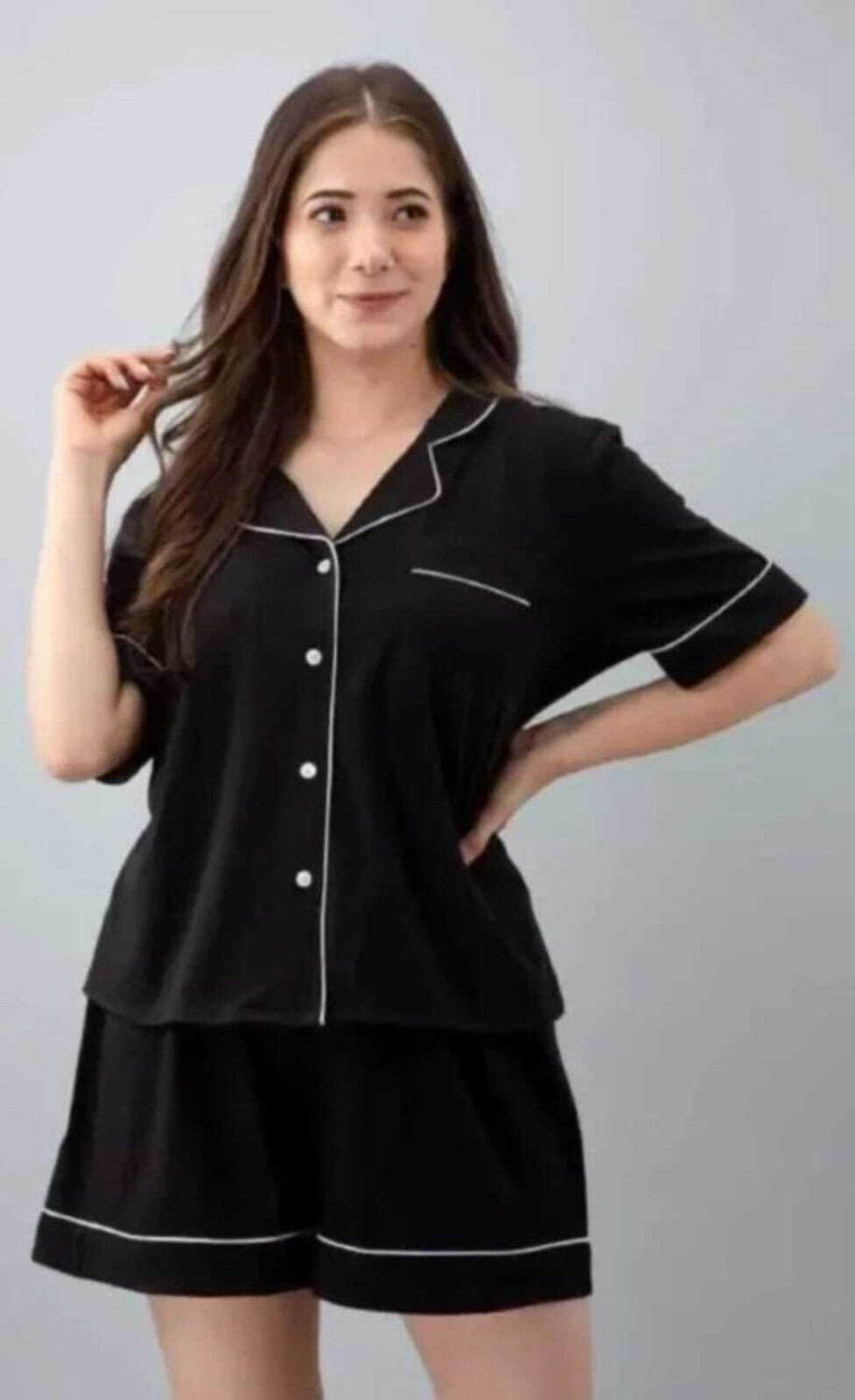 Image of FLORESA Women Printed Black Night Suit Set
