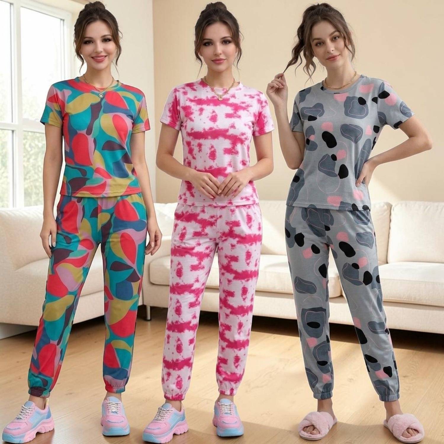 Avictor Women Printed Multicolor Night Suit Set