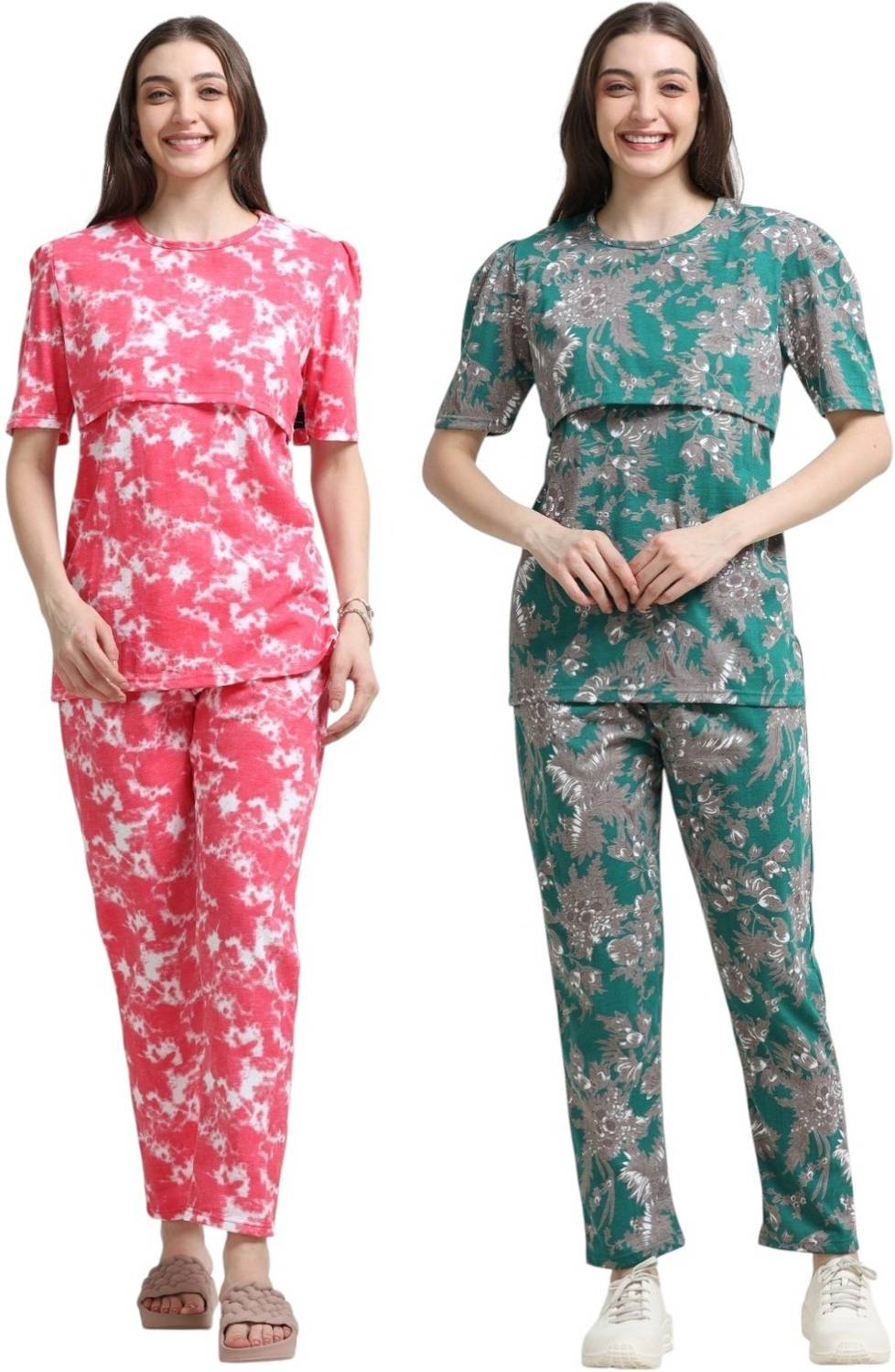 BARBET Women Floral Print Multicolor Top & Pyjama Set