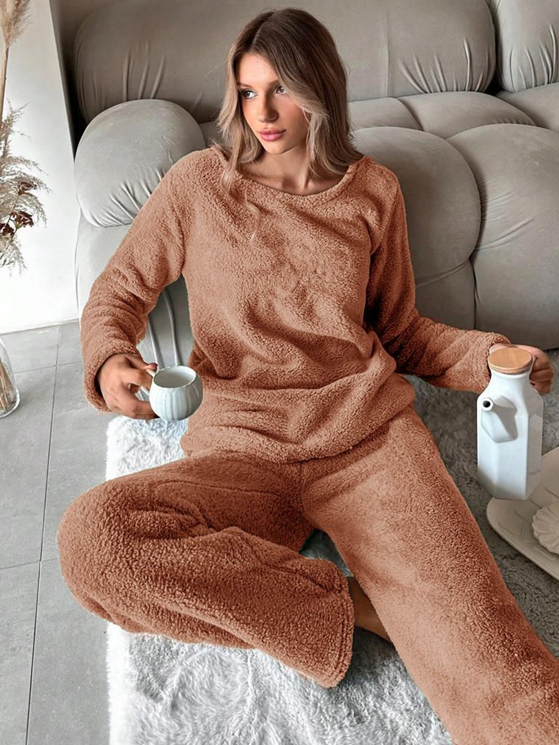 Image of KOTTY Women Solid Brown Night Suit Set