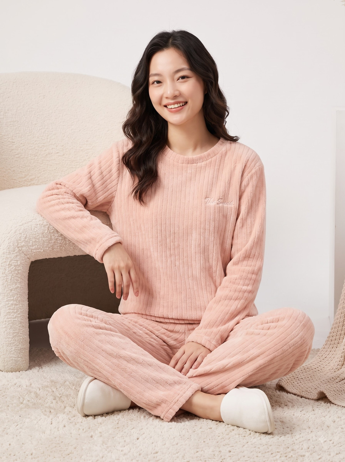 Image of Lugo Women Self Design Pink Night Suit Set