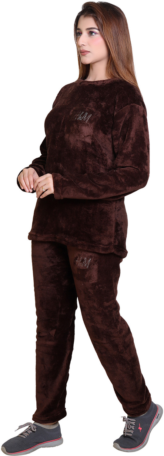 Image of RG BY SS CLOTHING Women Solid Brown Top & Pyjama Set