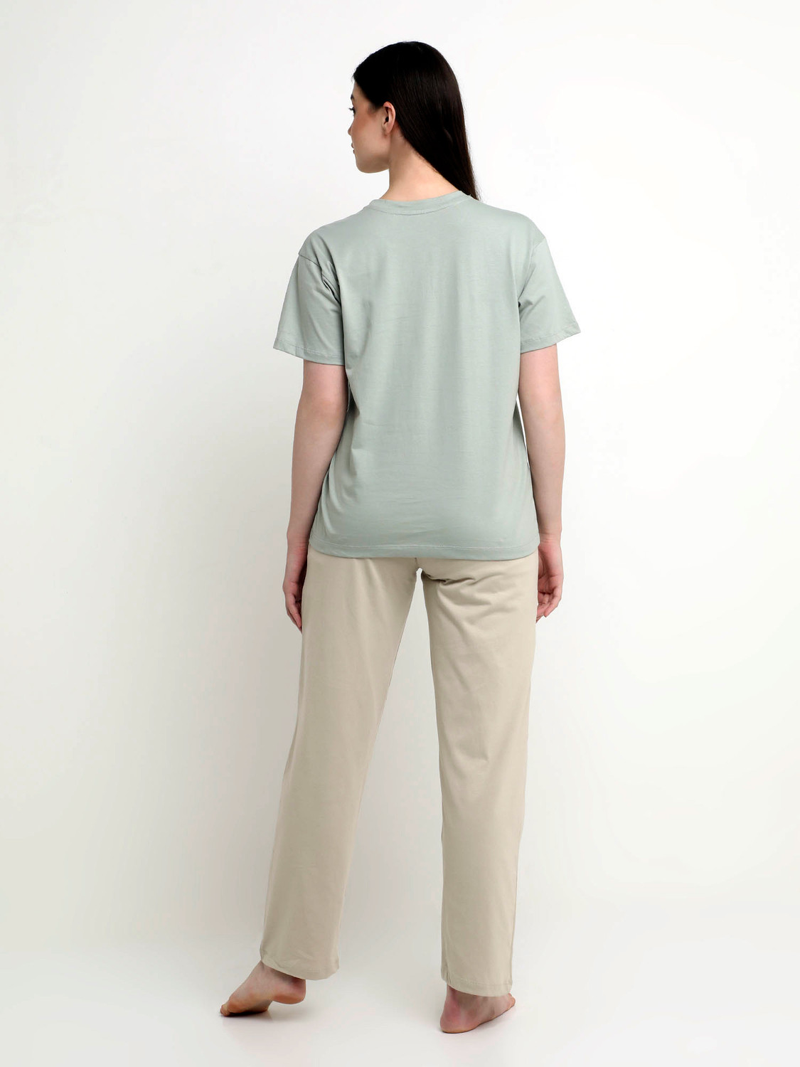 Image of Yoroko Women Solid Beige Top & Pyjama Set