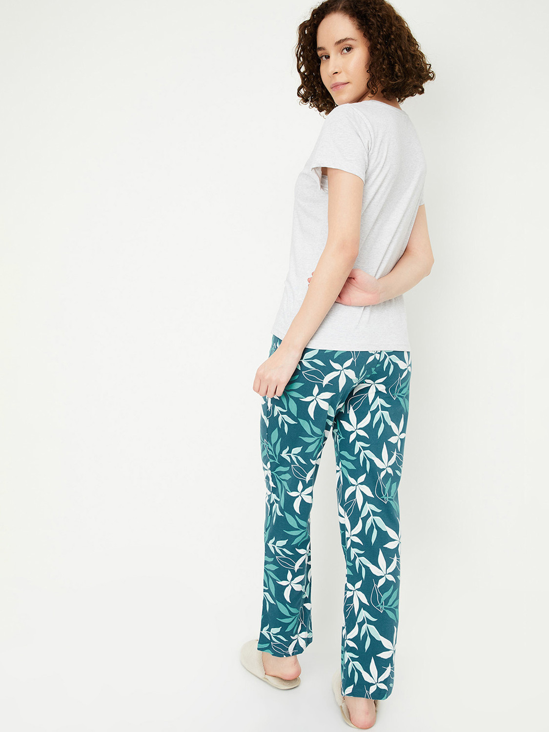 Image of MAX Women Printed Blue, White Night Suit Set