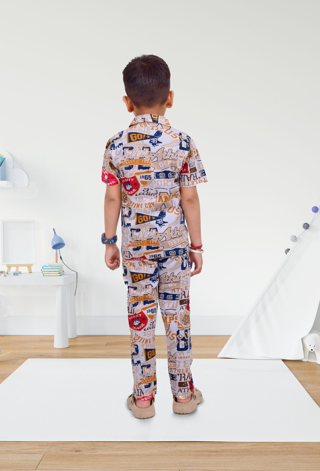 Image of 3BROS Boys Printed Multicolor Night Suit Set